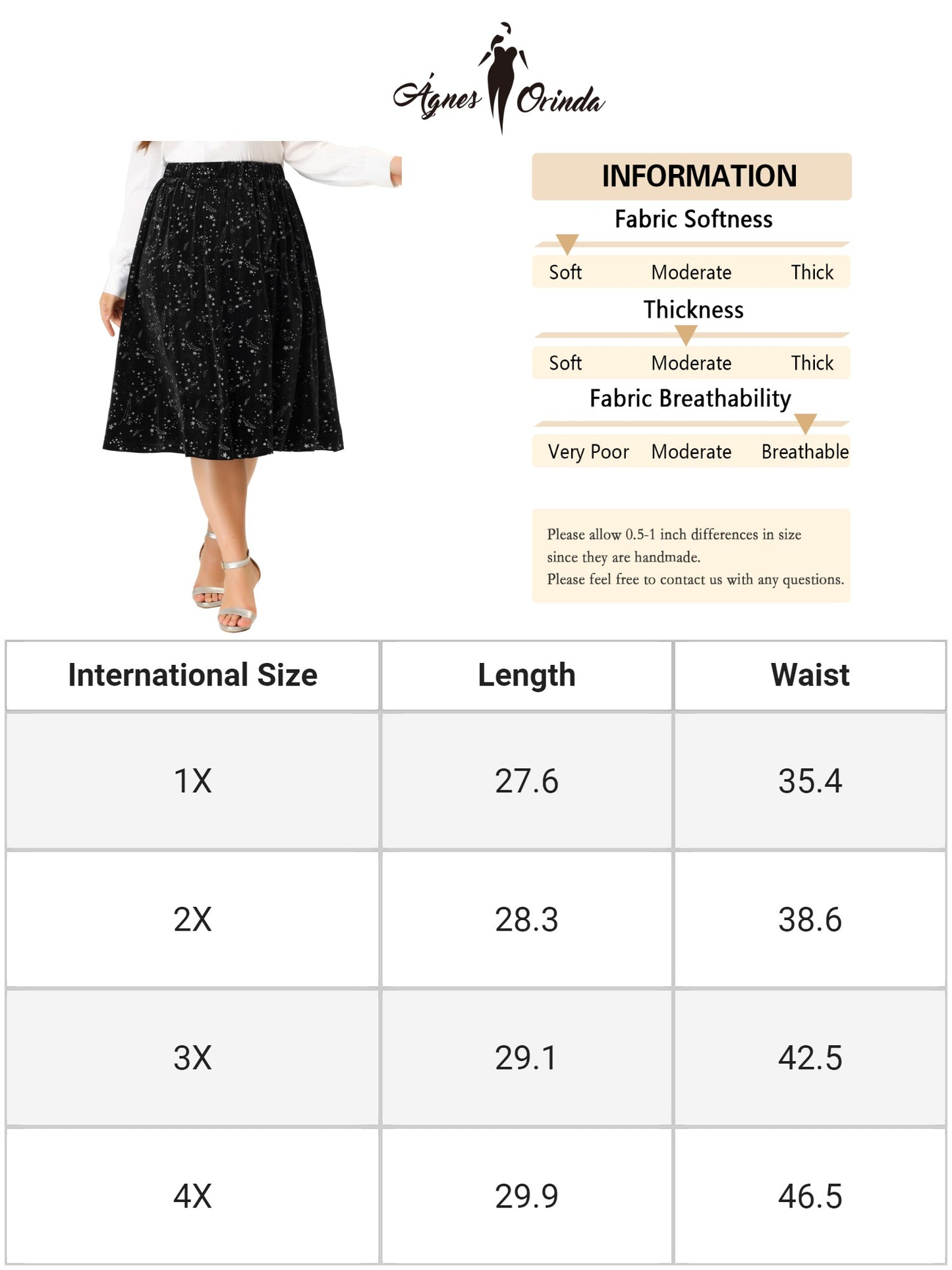 Women Plus Size Velvet Skirts A-Line Elegant Knee Length Sequin Flare Skirt