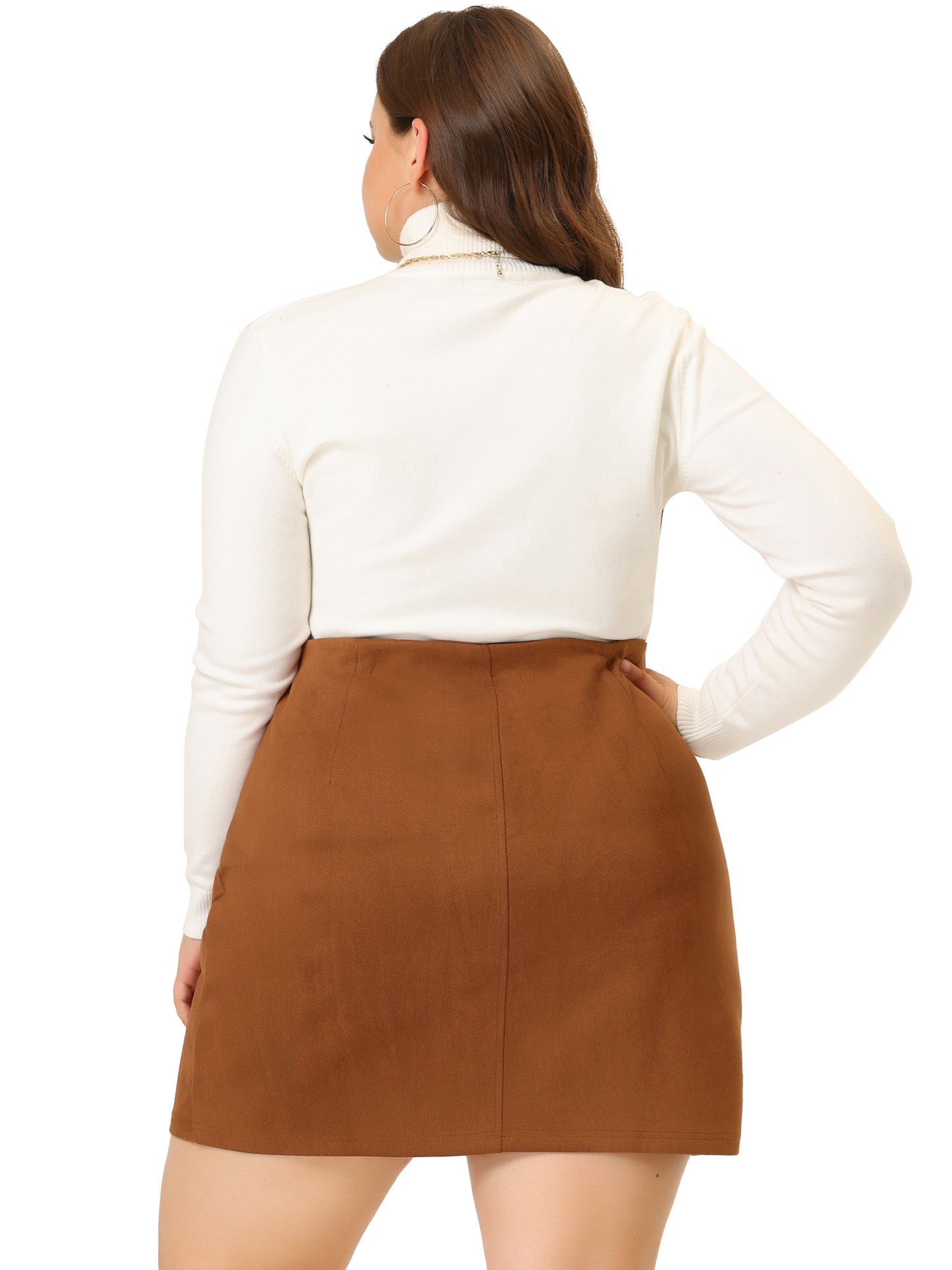 Women Plus Size Skirts Faux Suede Sexy Short Bodycon Mini Skirt