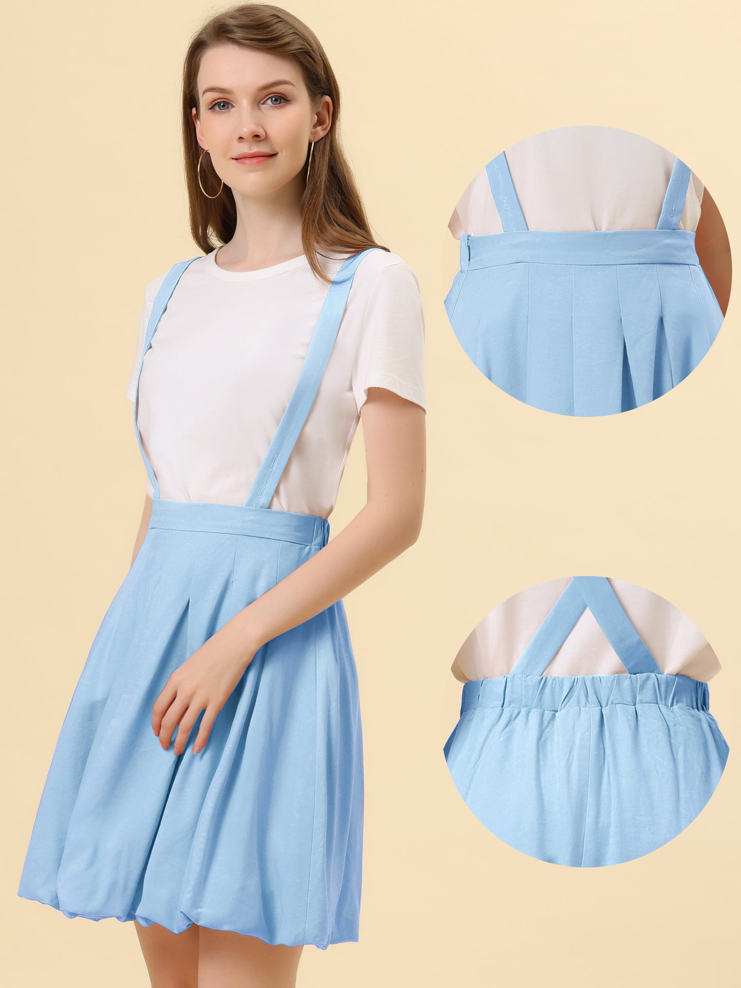 Women's Suspender Skirt Detachable Strap A-Line Bubble Skirt