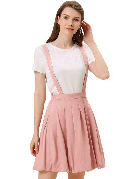 Women's Suspender Skirt Detachable Strap A-Line Bubble Skirt