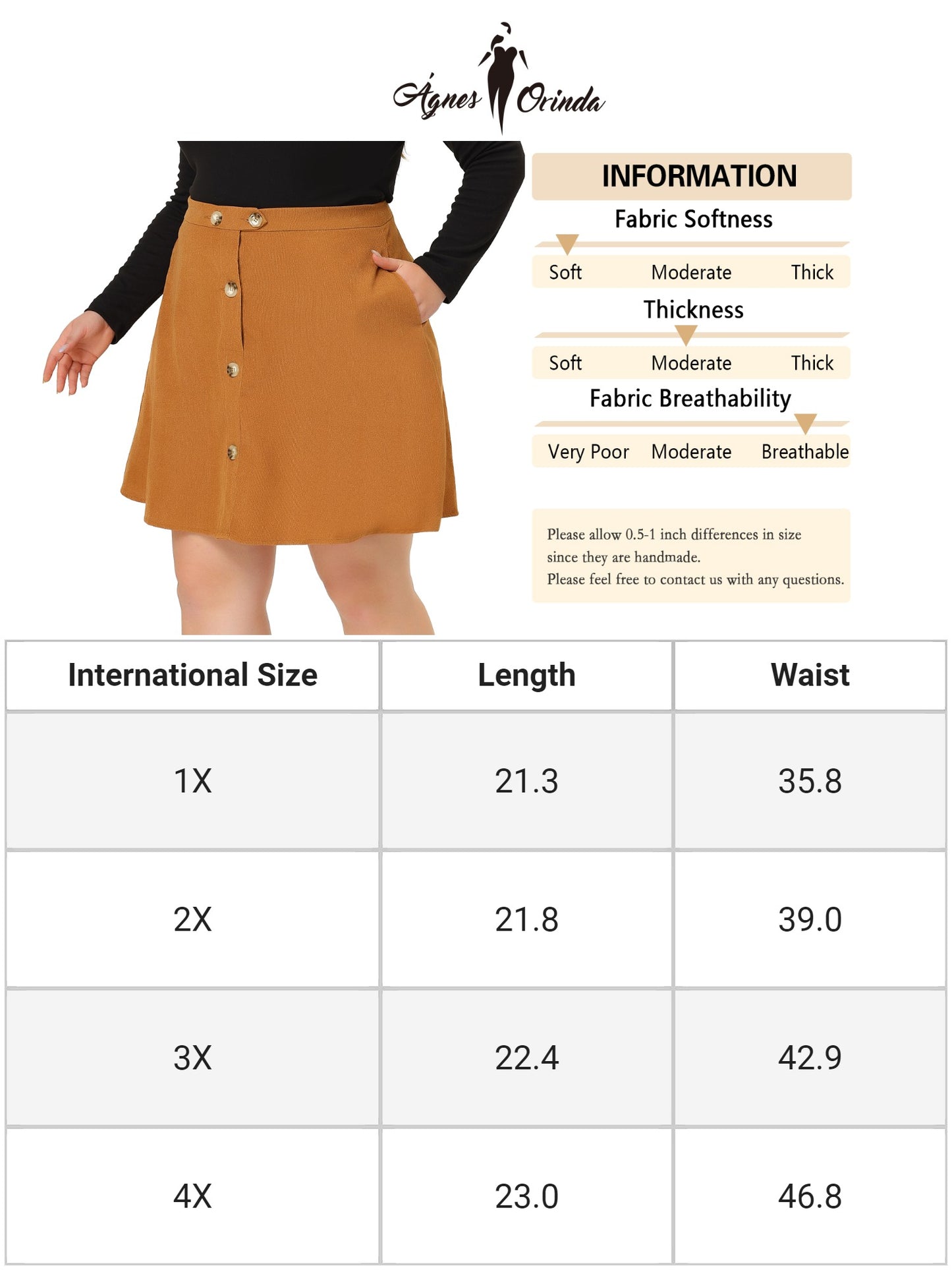 Falda de pana de talla grande para mujer, con botones, informal, de cintura media, estilo minifalda tipo A
