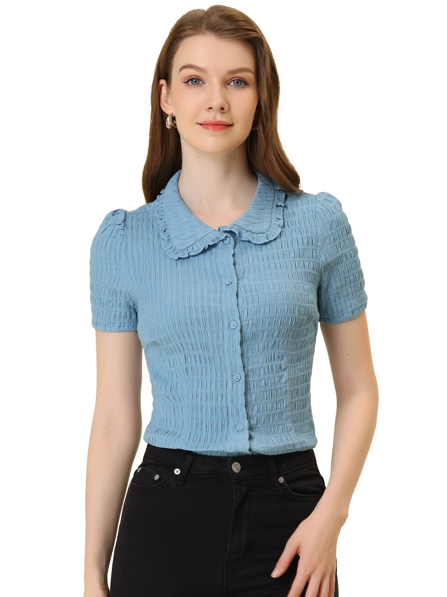 Women's Sweet Peter Pan Collar Button Down Shirt