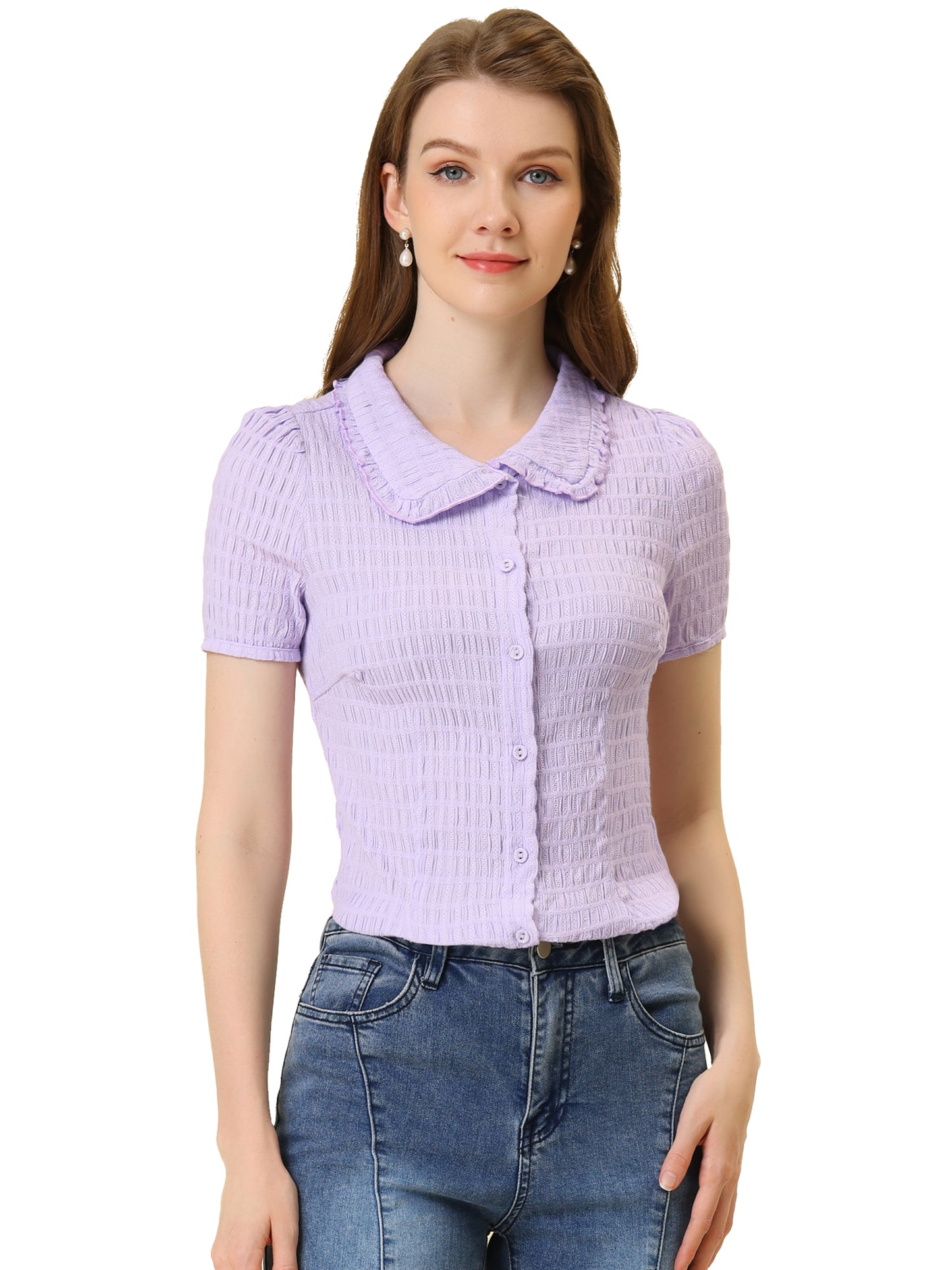 Women's Sweet Peter Pan Collar Button Down Shirt
