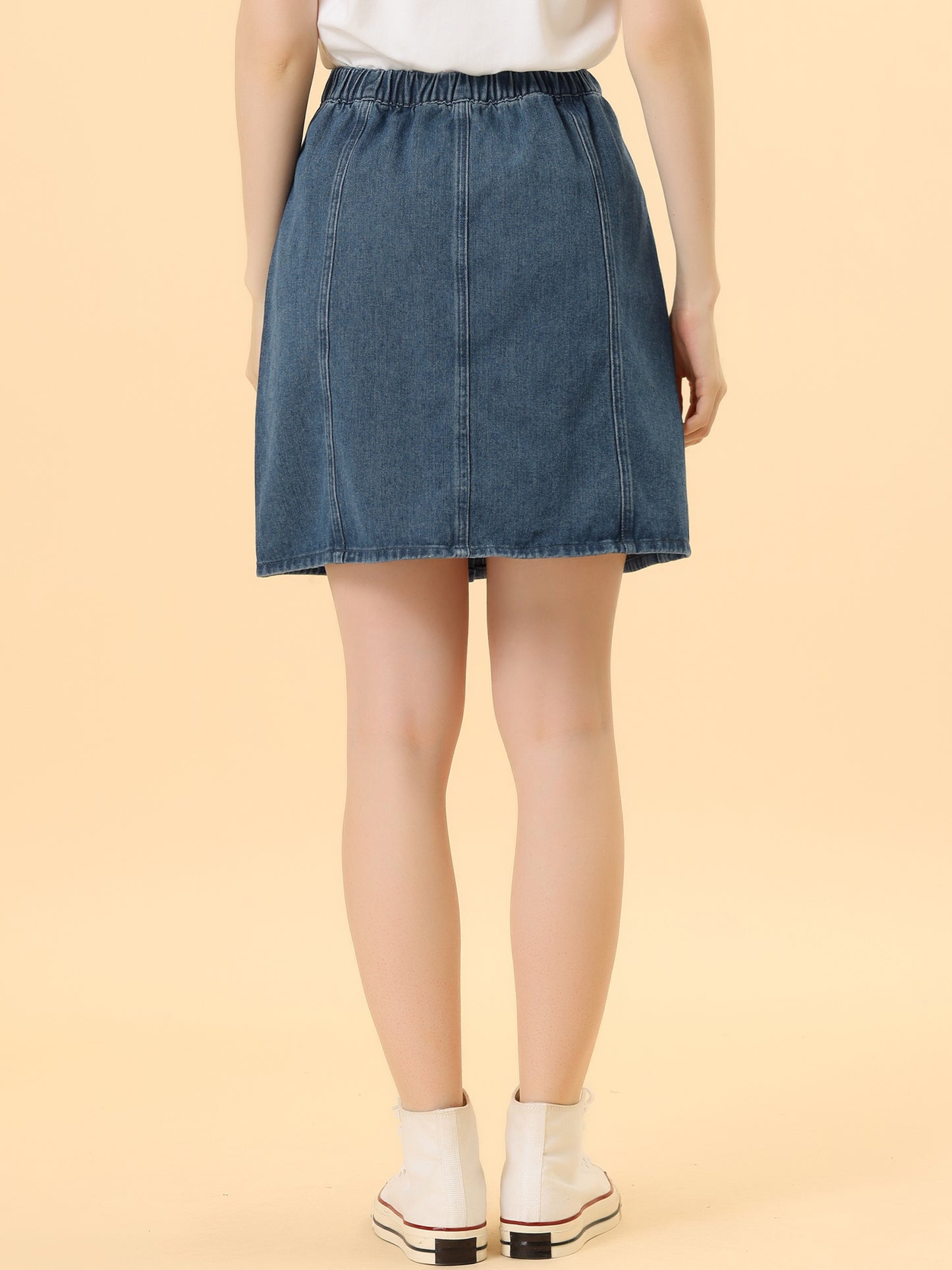 Women's Denim Skirts Summer Casual A-Line Short Button Down Jean Skirt (Available in Plus Size)