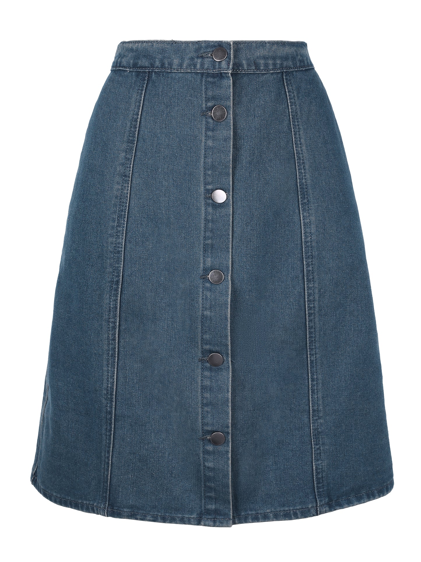 Women's Denim Skirts Summer Casual A-Line Short Button Down Jean Skirt (Available in Plus Size)