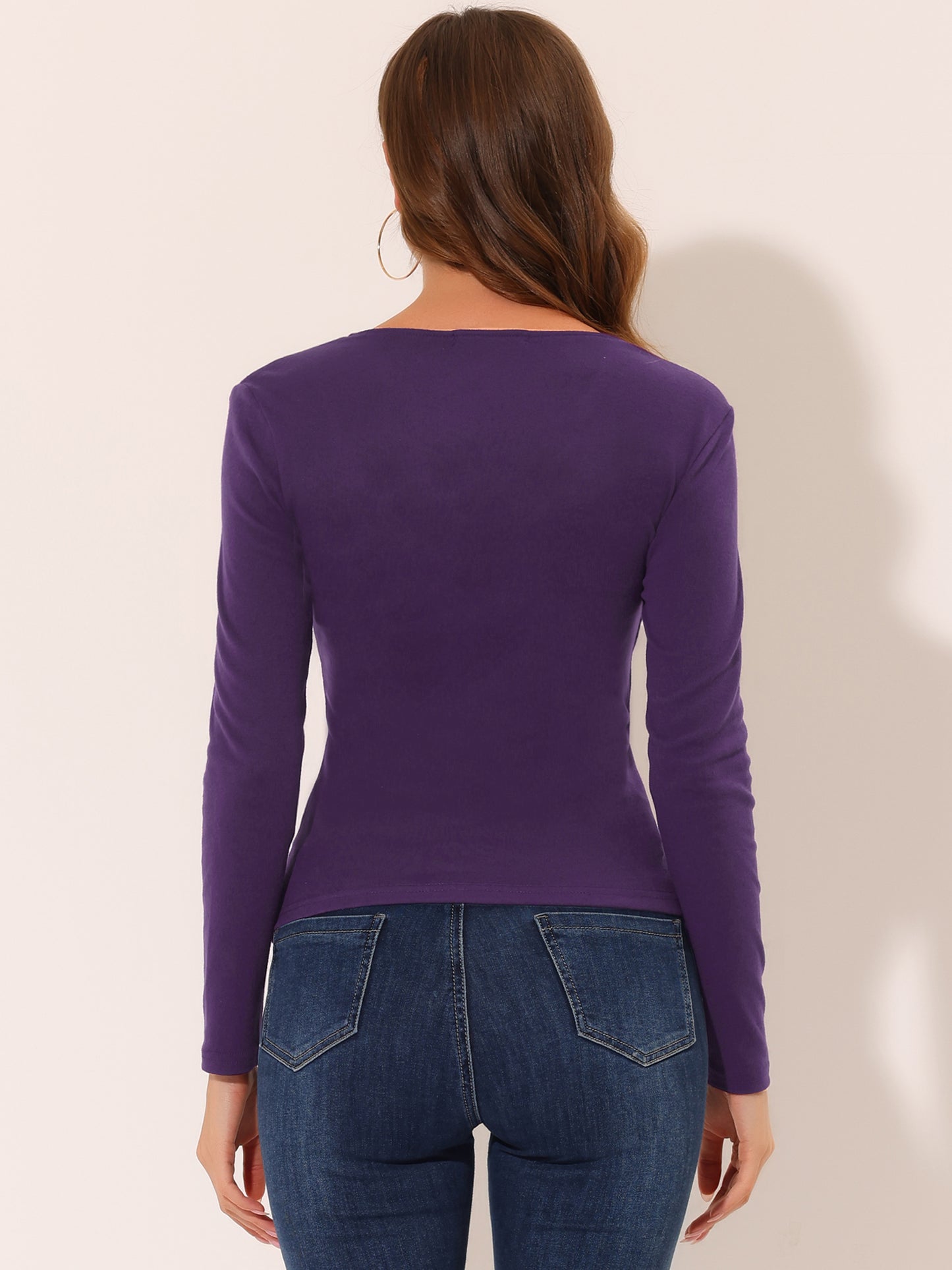 Women's Slim Fit Ruched Wrap Top Long Sleeve Blouse