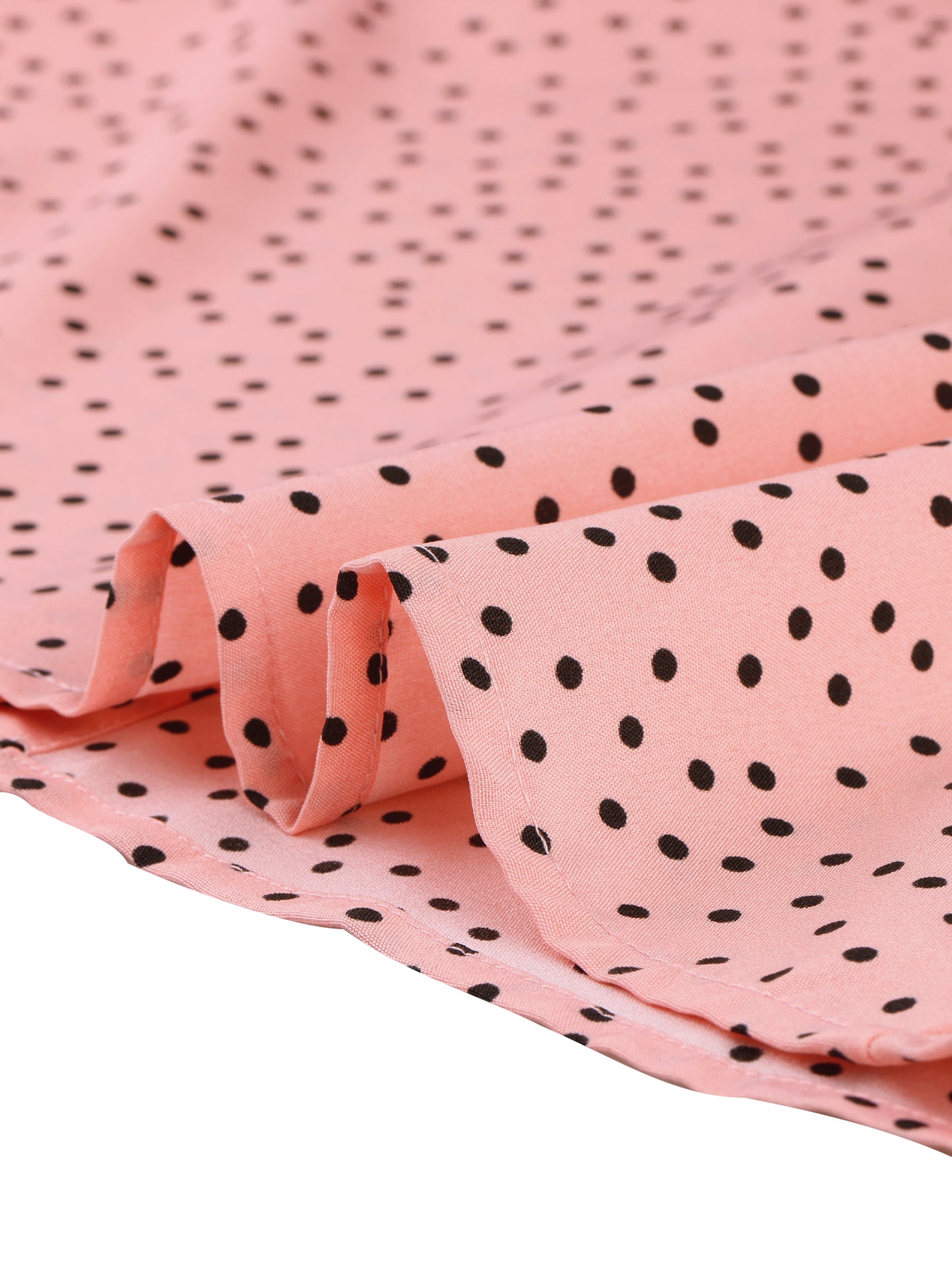 Women's Ruffle Summer Dots Print Retro Short Sleeve Button Down Blouse Top