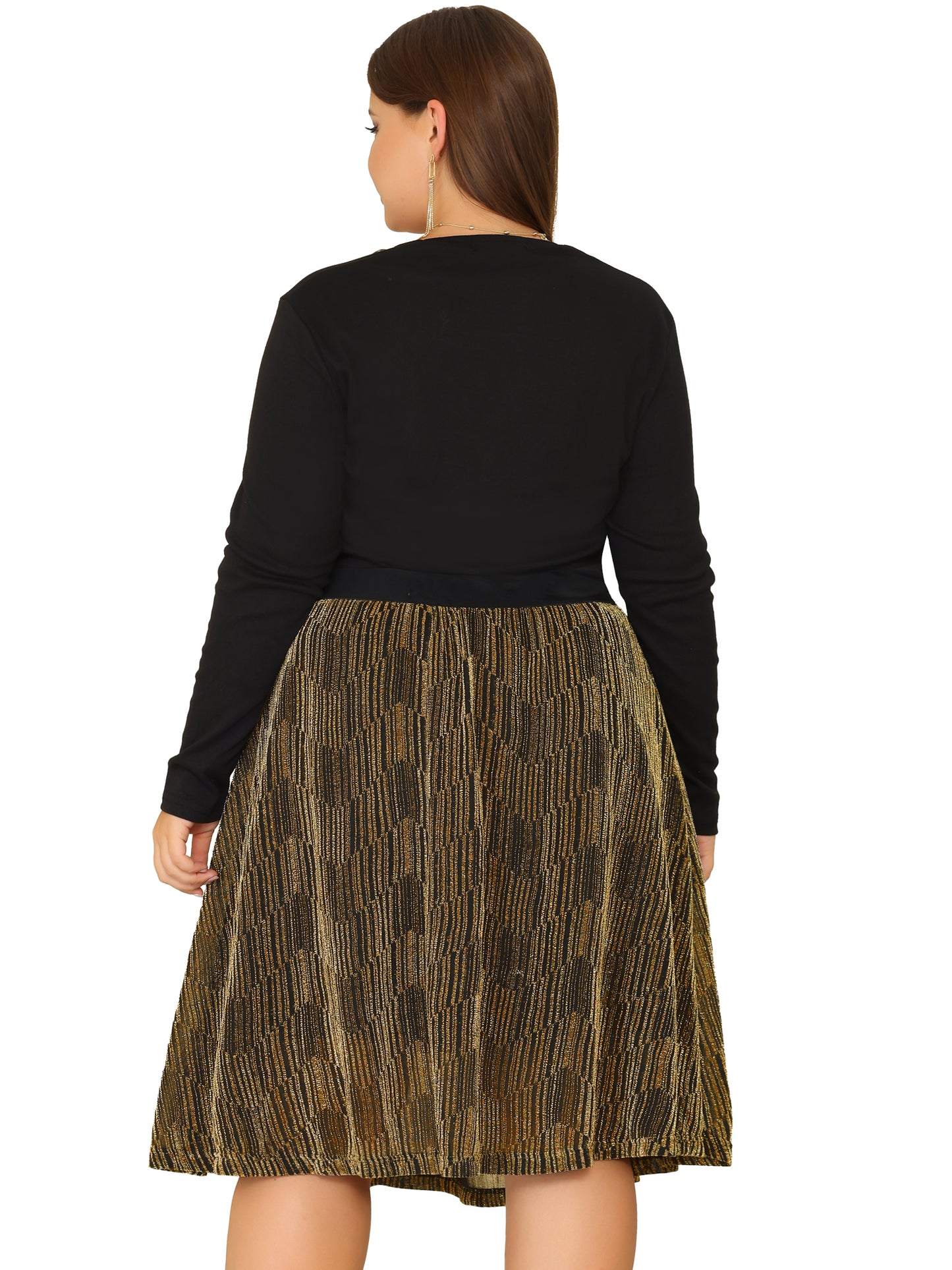Women Plus Size Skirts Elastic Waist Metallic Party Glitter Sparkle Skirt