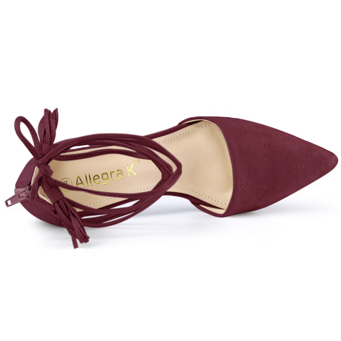 Zapatos de tacón de bloque con punta puntiaguda y cordones para mujer