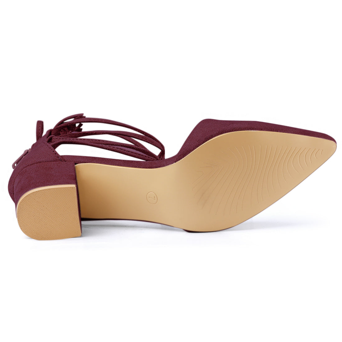 Zapatos de tacón de bloque con punta puntiaguda y cordones para mujer