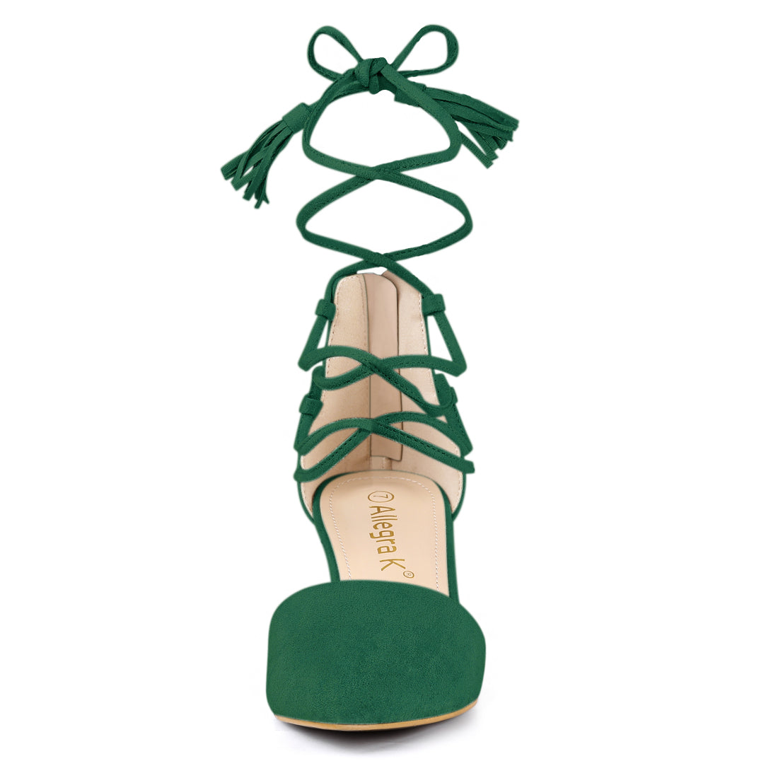 Zapatos de tacón de bloque con punta puntiaguda y cordones para mujer