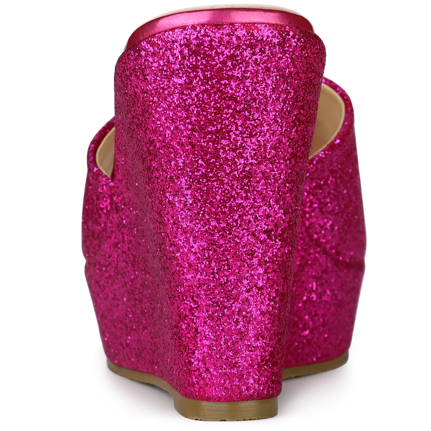 Sandalias de cuña con plataforma y brillo para mujer