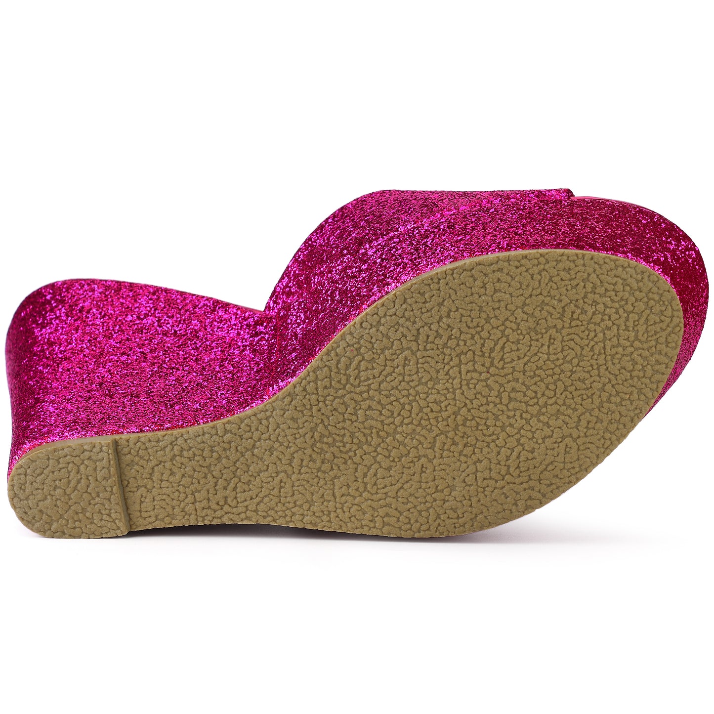 Sandalias de cuña con plataforma y brillo para mujer