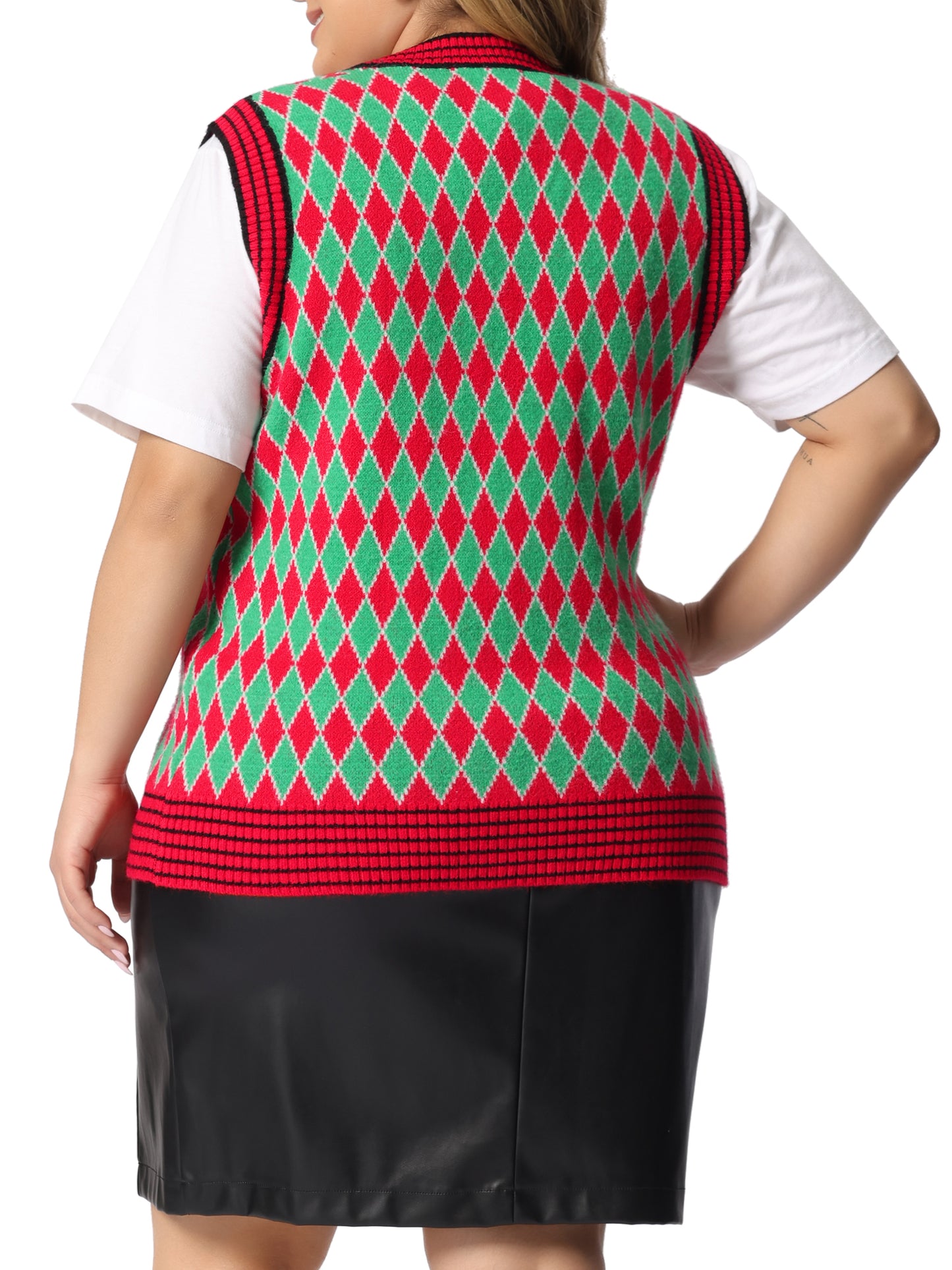 Women's Plus Size Sweater Vest V Neck Sleeveless Knit Pullover Sweater Sleeveless Vests