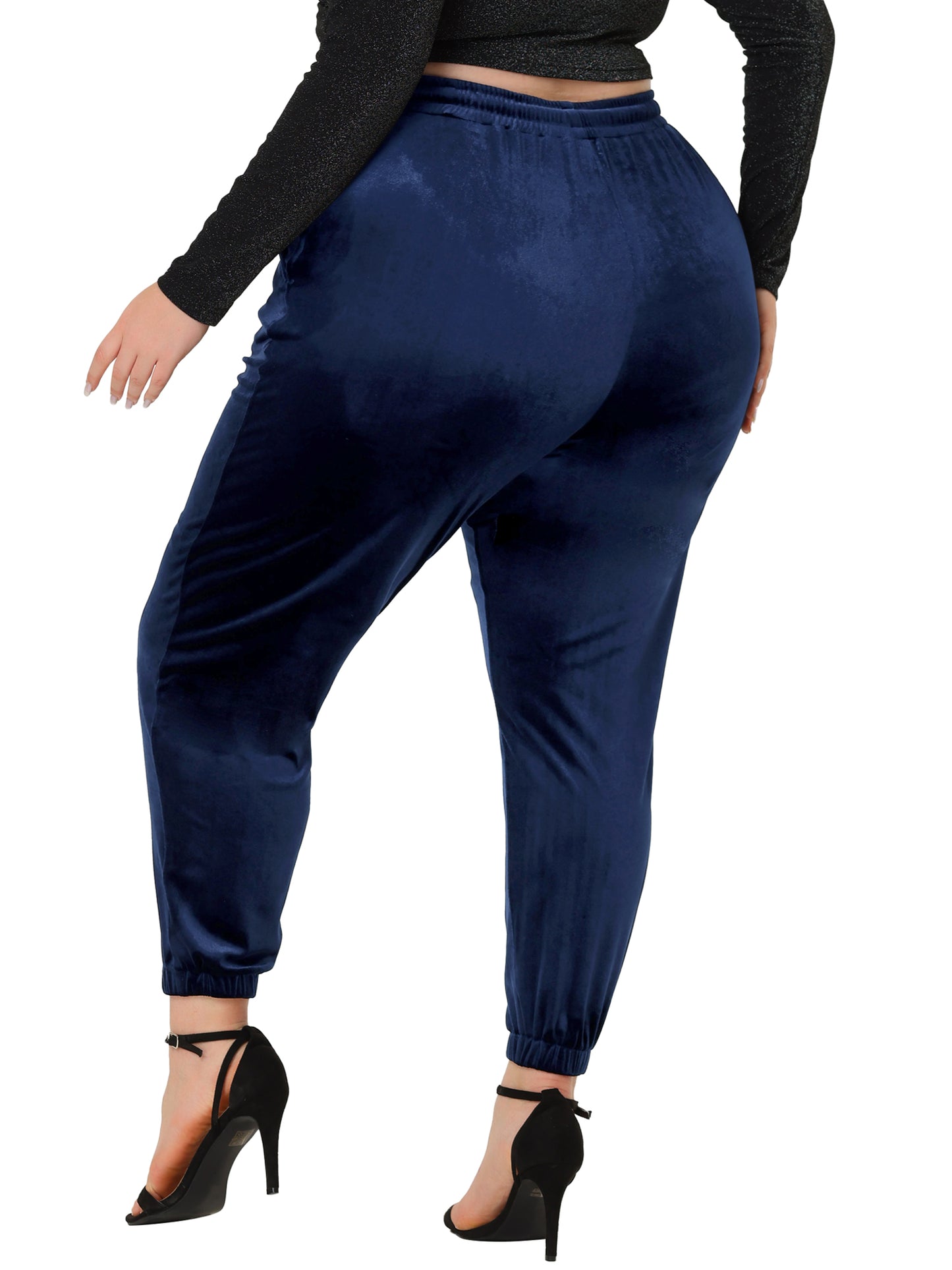 Women's Plus Size Velvet Pants Casual Elastic Lounge Sweatpants Jogger Long Pants