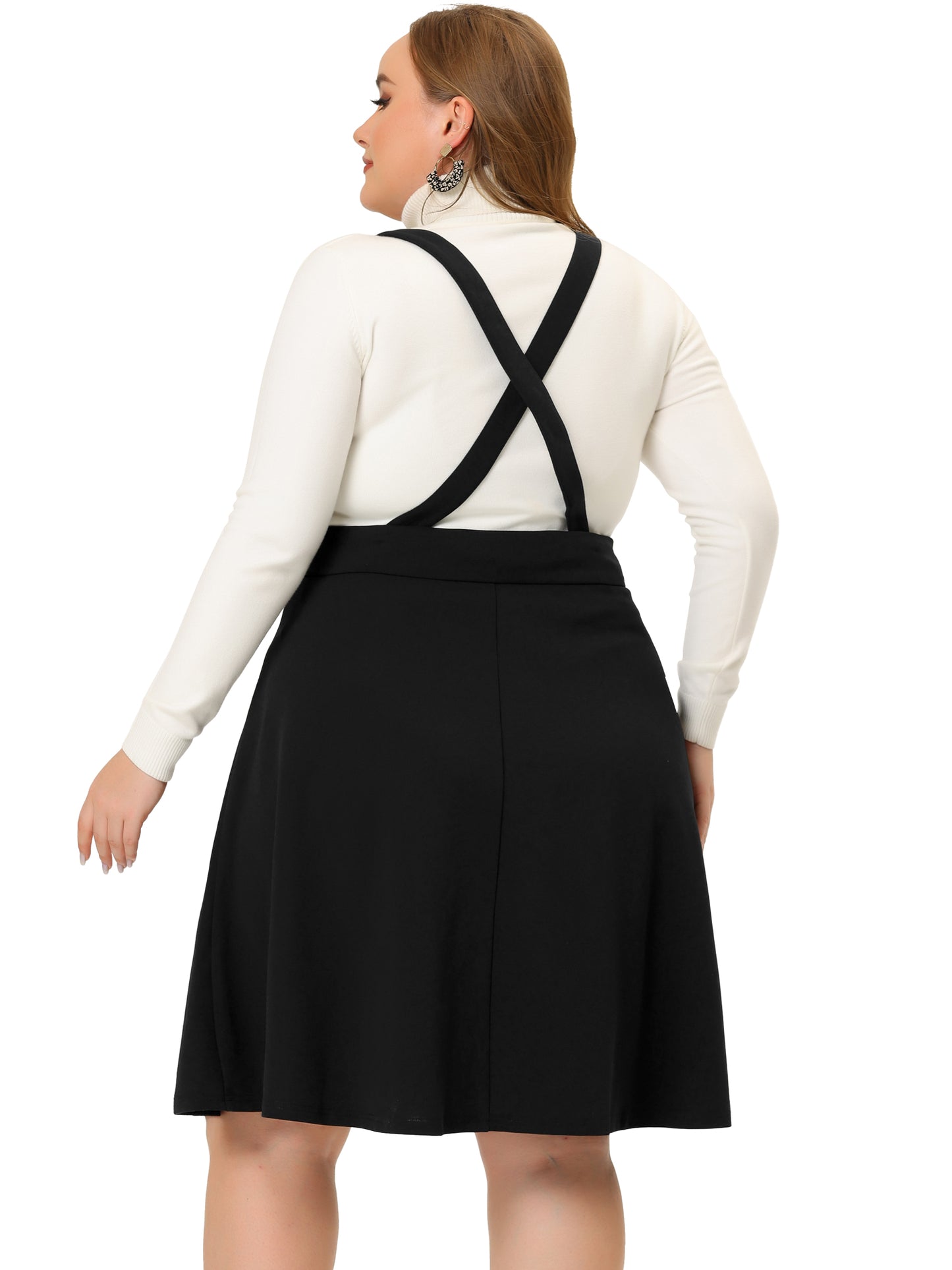 Falda larga de talla grande para mujer, con tirantes, informal, corta y con tiras desmontables