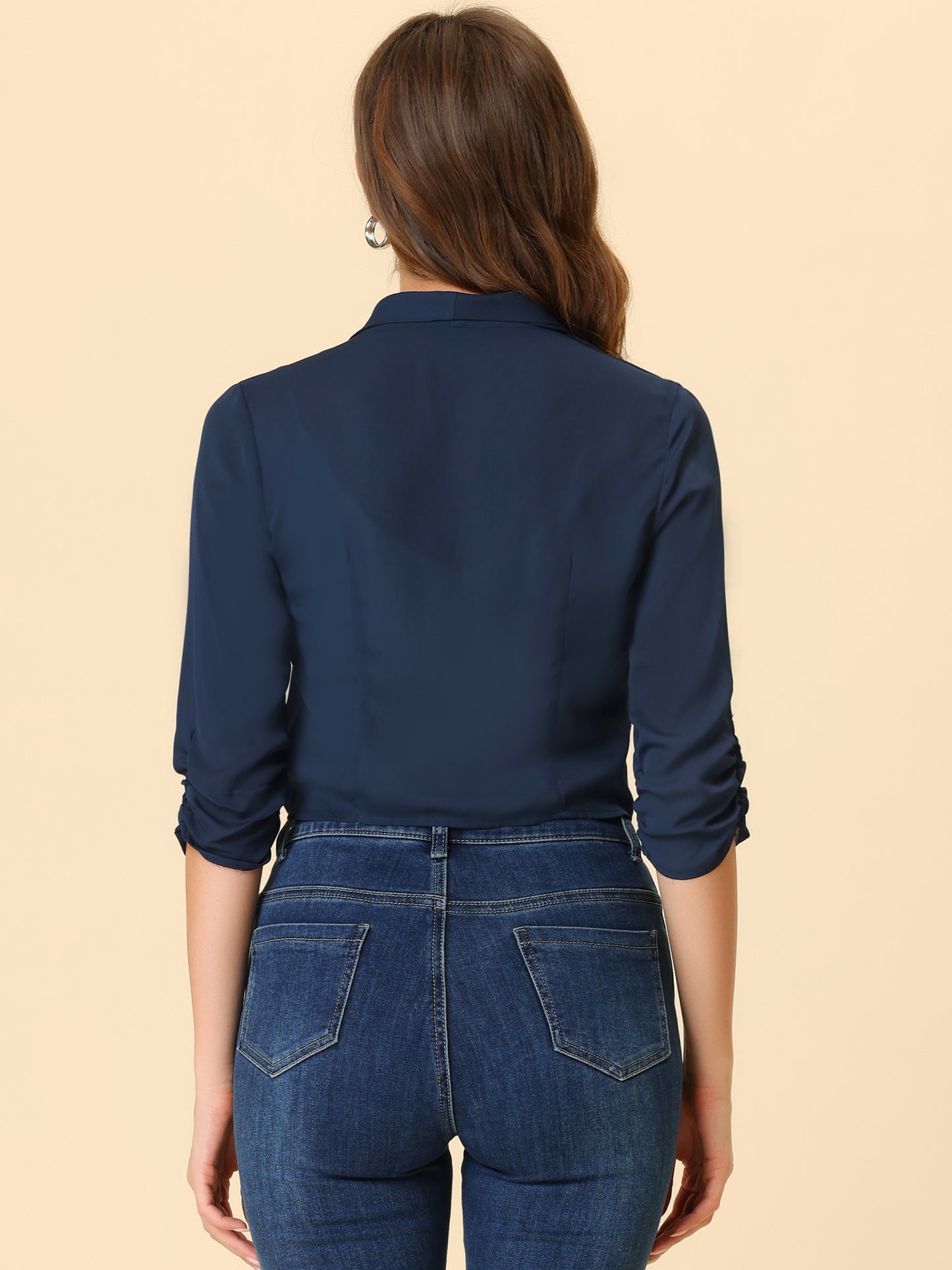 Chaqueta tipo bolero de gasa de verano para mujer, con mangas fruncidas 3/4 y solapa chal, fina, ligera, con abertura frontal