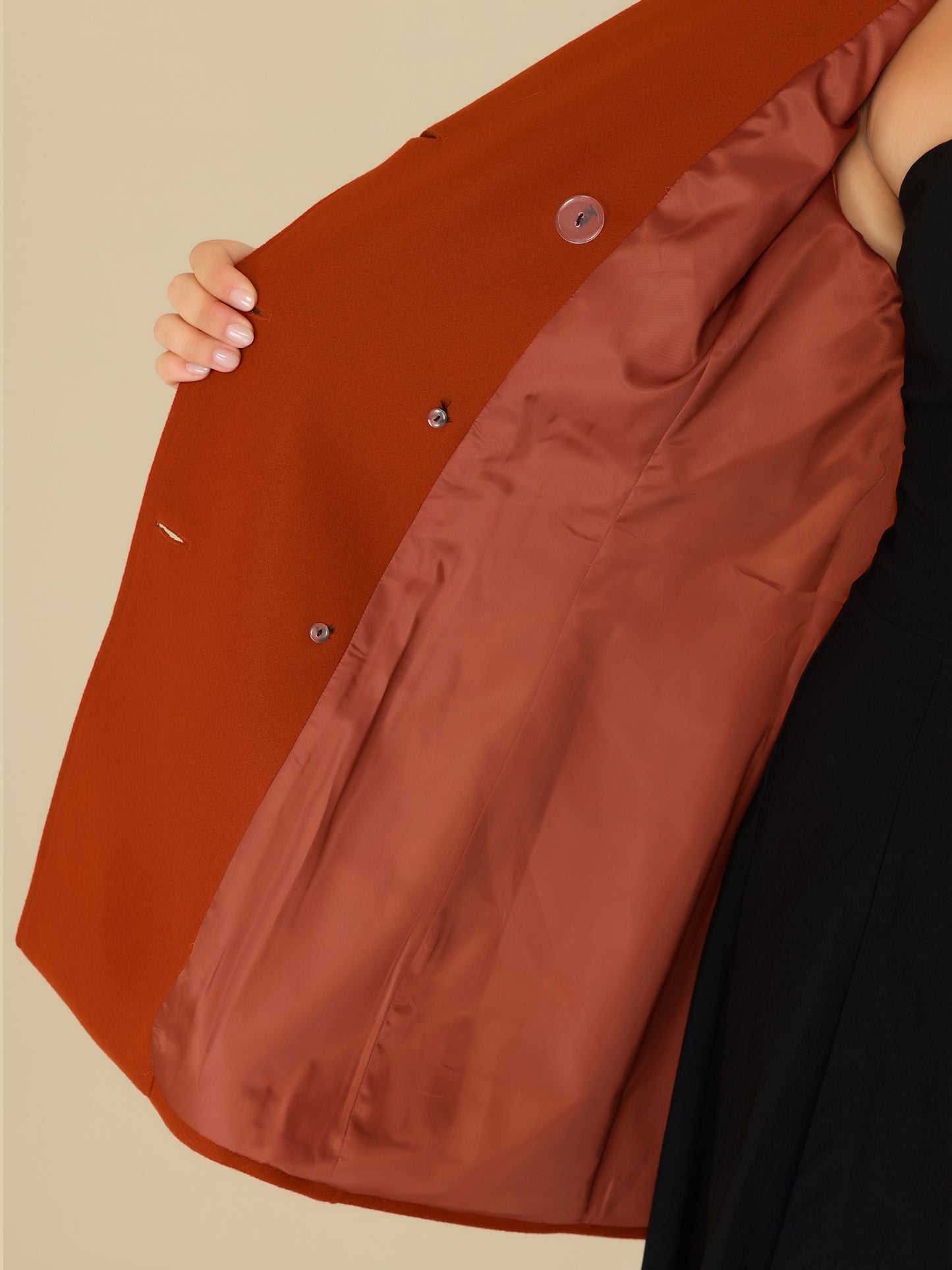Women's Plus Size Notched Lapel Double Breasted Coat
