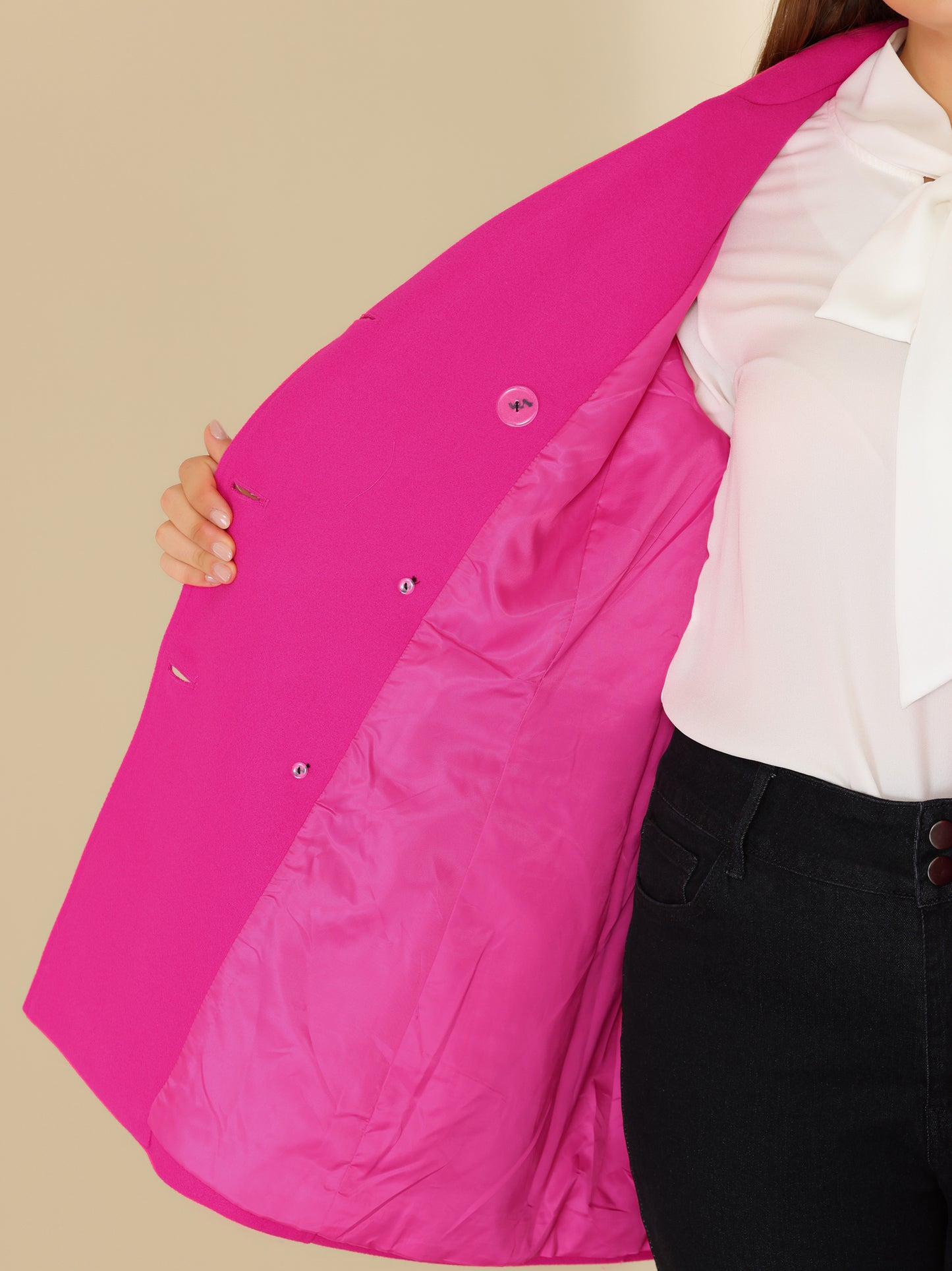Women's Plus Size Notched Lapel Double Breasted Coat