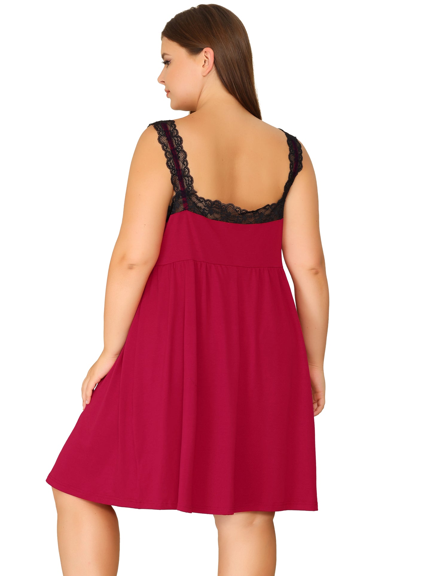 Women Plus Size Nightgown Cami Lace Spaghetti Loungewear A line Sleepdress