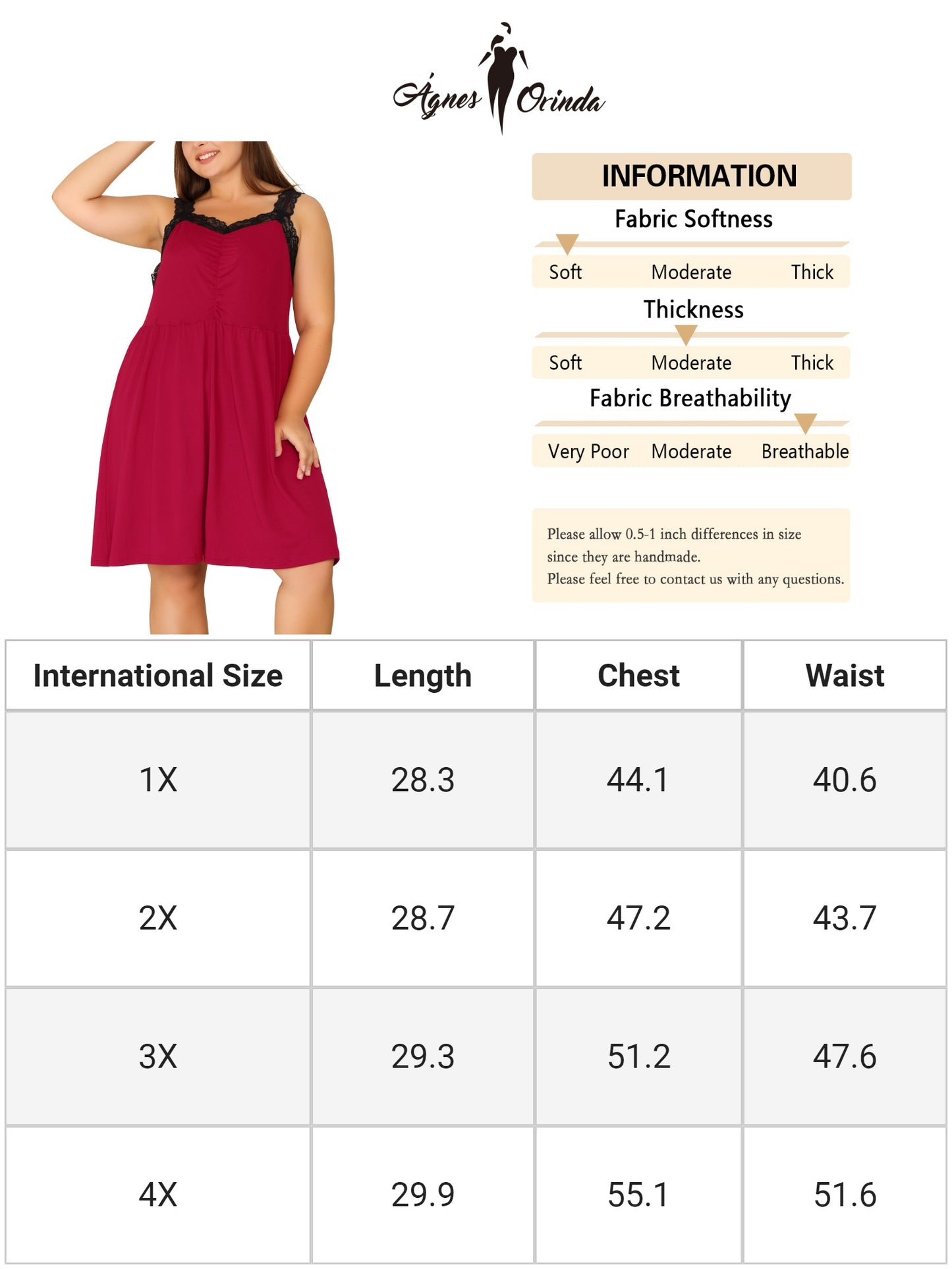 Women Plus Size Nightgown Cami Lace Spaghetti Loungewear A line Sleepdress