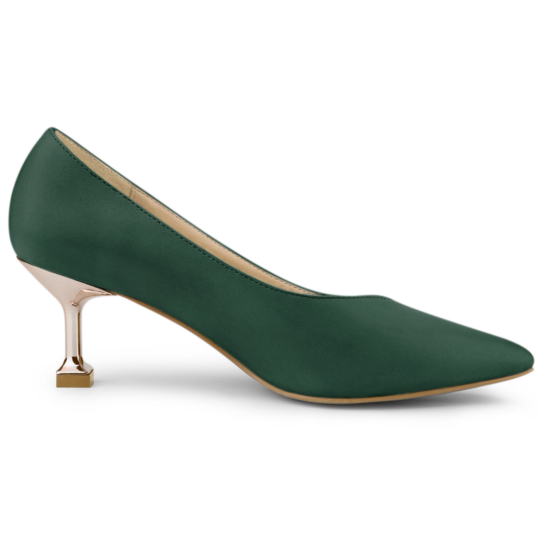 Zapatos de tacón bajo con punta puntiaguda para mujer
