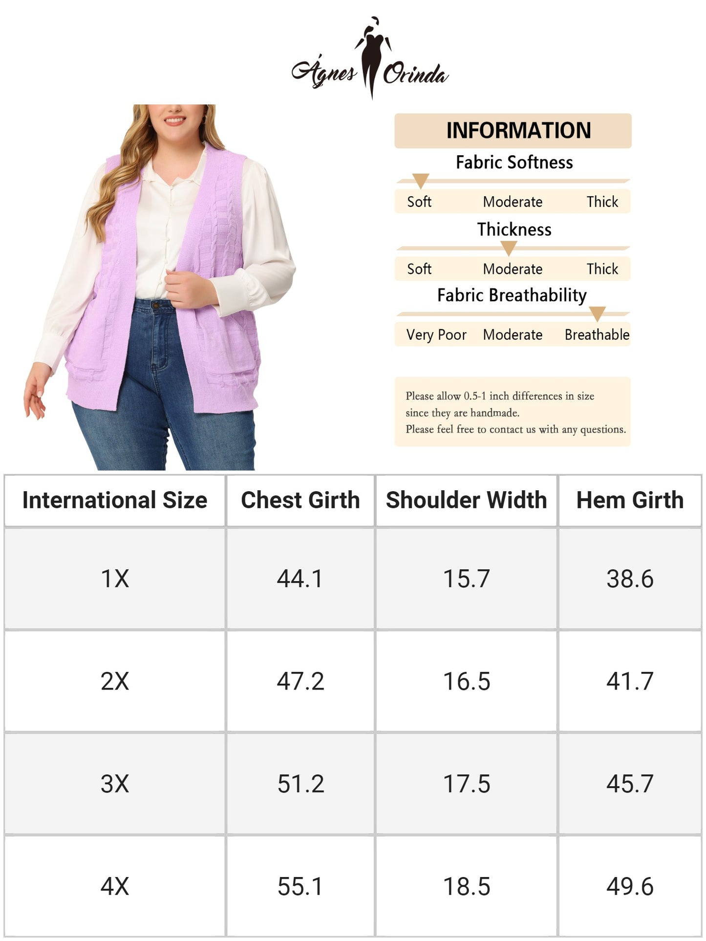 Women's Plus Size Cardigan Vest Sleeveless Knit Open Front Cable Sweater Cardigan