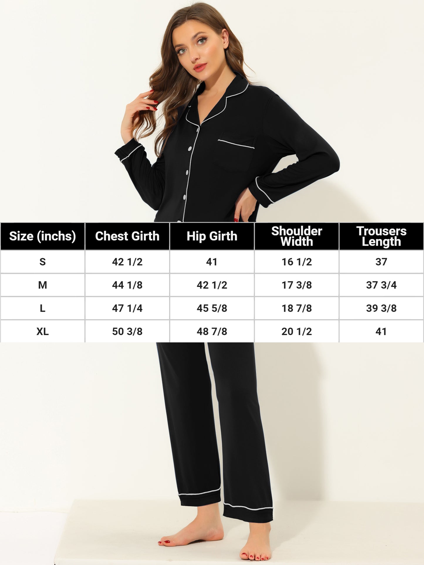 Pijama de mujer, camisón modal con botones, manga larga y pantalón, conjunto de ropa de estar por casa