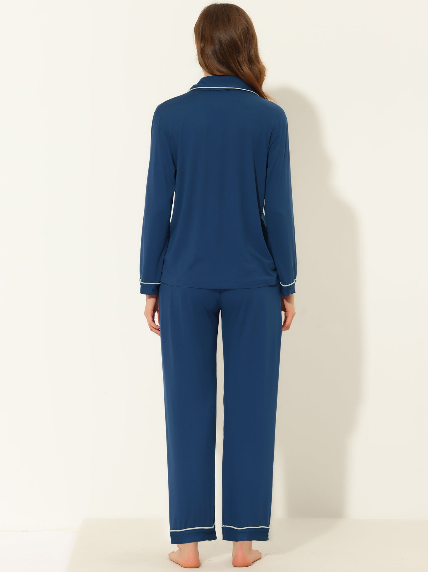 Pijama de mujer, camisón modal con botones, manga larga y pantalón, conjunto de ropa de estar por casa