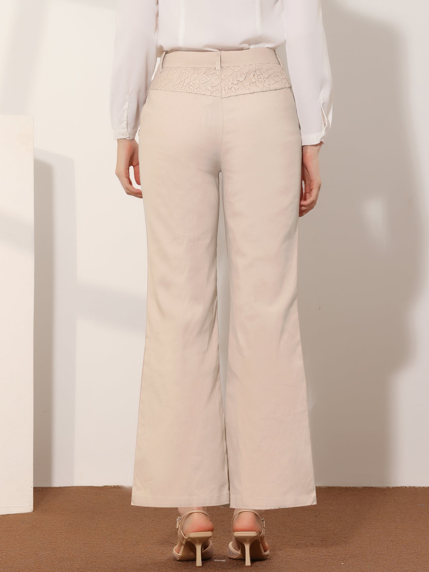 Pantalones largos acampanados de cintura alta para mujer, elegantes pantalones de trabajo