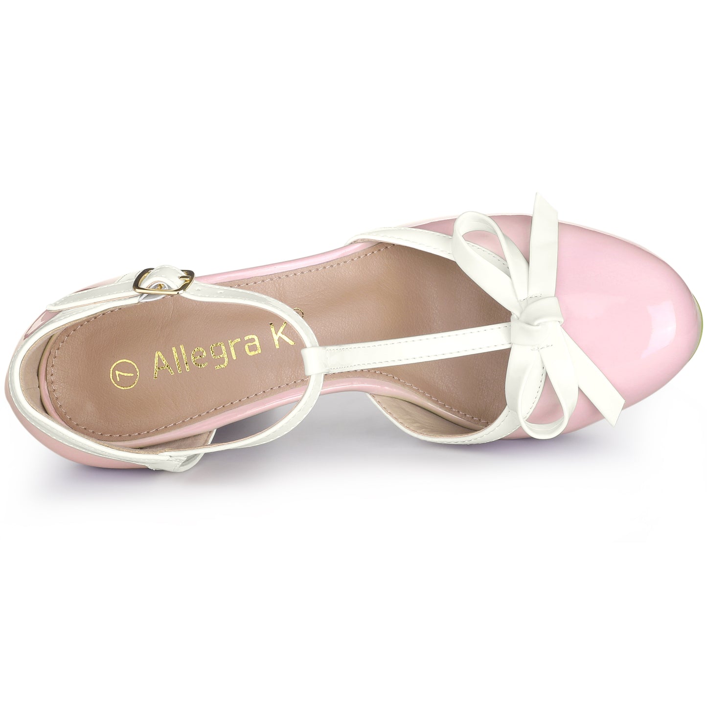 Zapatos de tacón grueso con plataforma y lazo en T para mujer