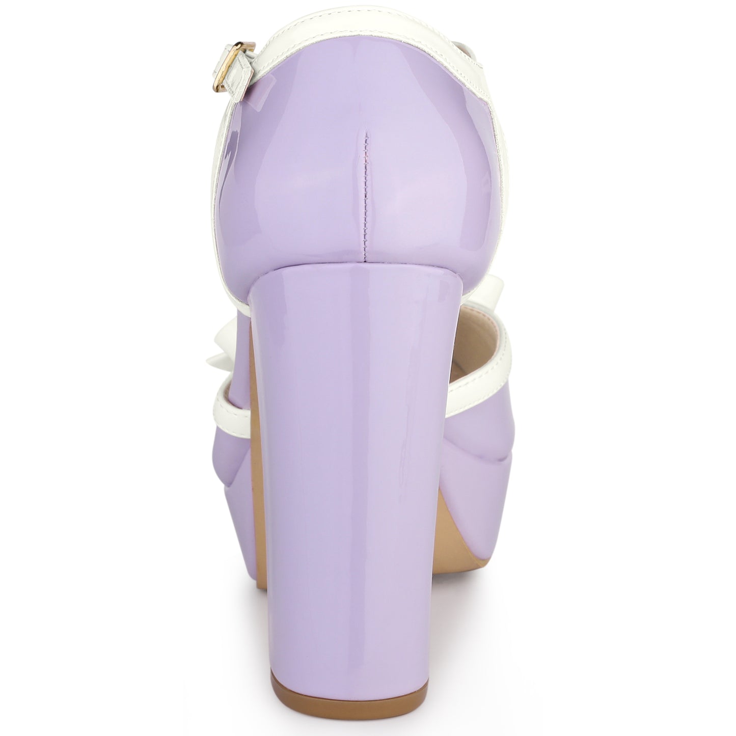 Zapatos de tacón grueso con plataforma y lazo en T para mujer