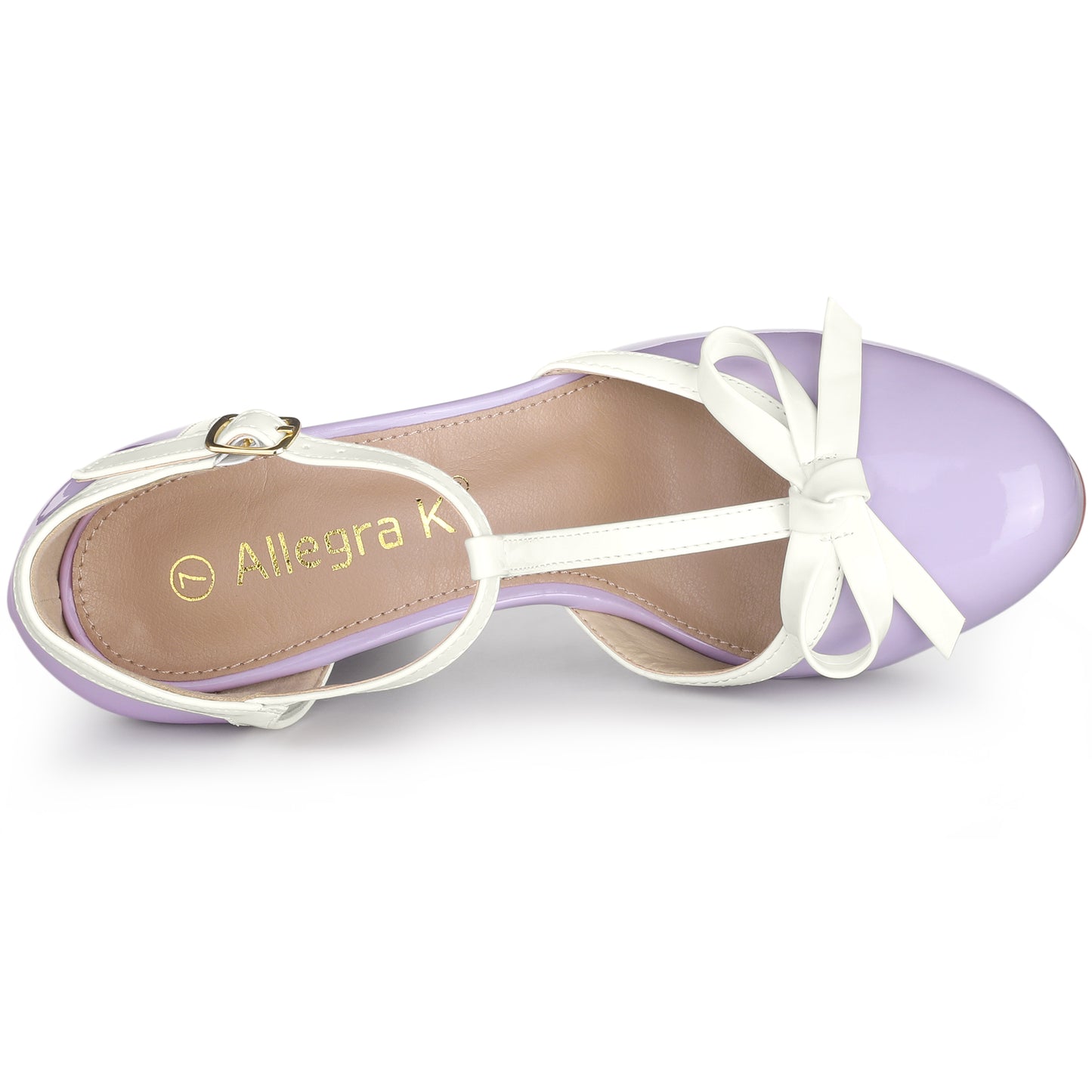Zapatos de tacón grueso con plataforma y lazo en T para mujer