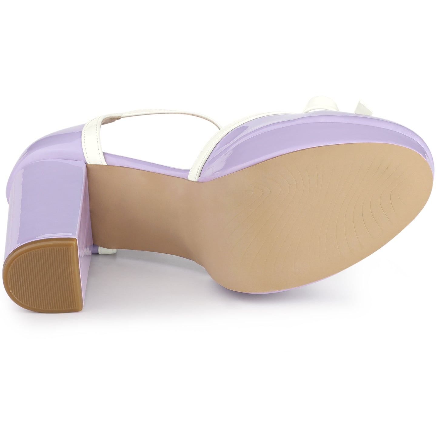 Zapatos de tacón grueso con plataforma y lazo en T para mujer