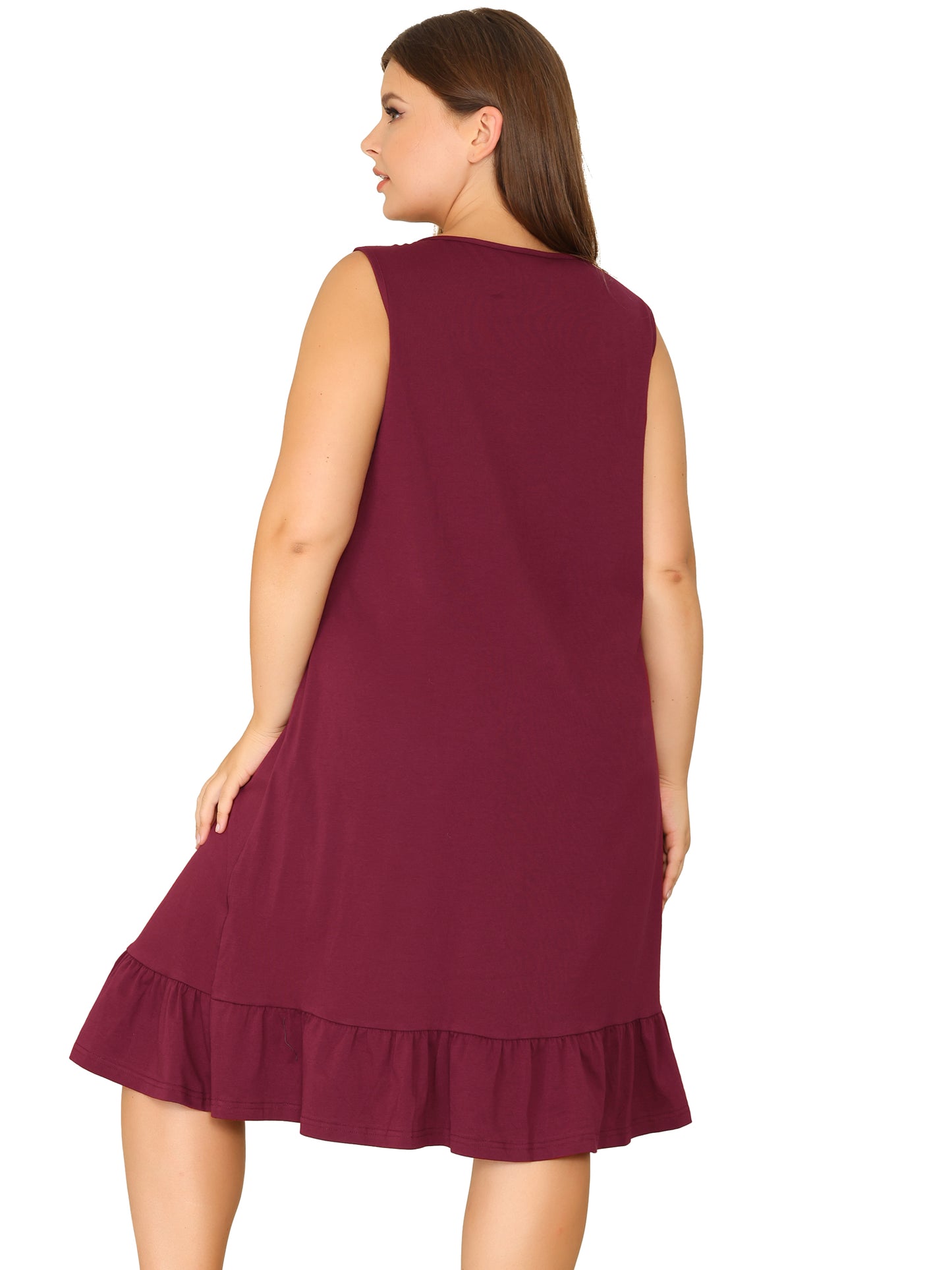 Women Plus Size Sleeveless Nightdress Cute Cat Sleepwear Pajamas Nightgown Loungewear