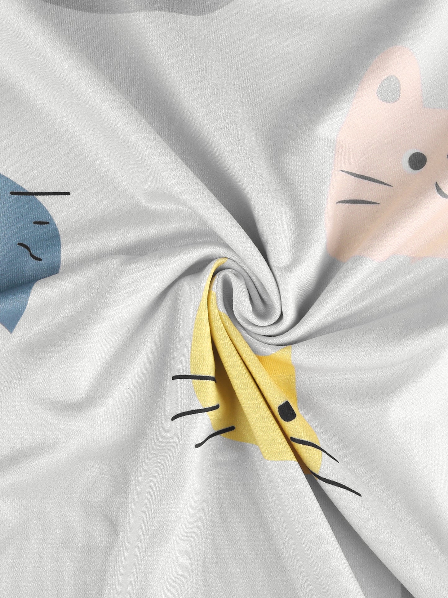 Women Plus Size Nightgowns Short Sleeve Sleepwear Cute Cat Midi Sleepdress Nightdress