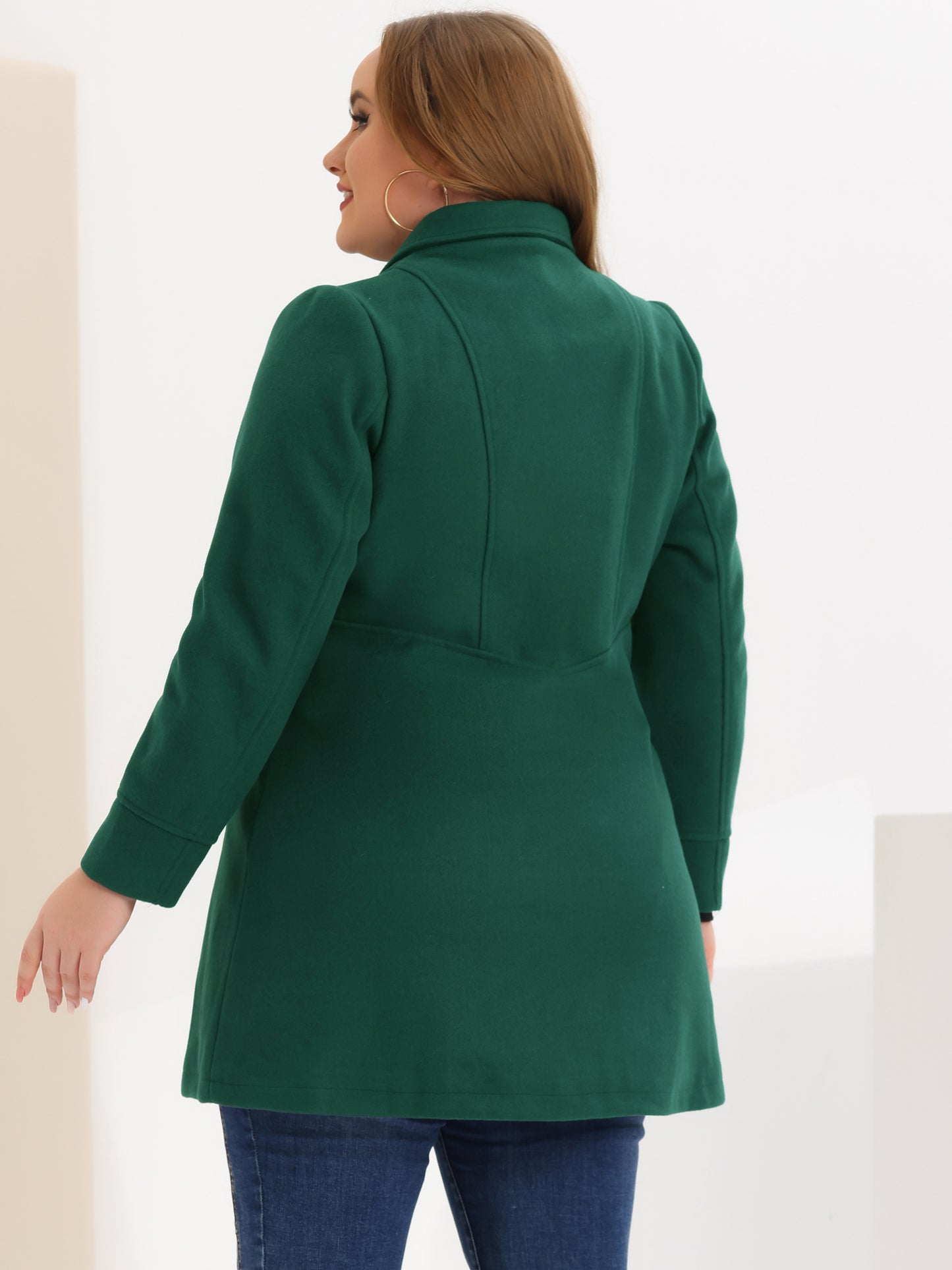 Women's Plus Size Coat A-Line Peter Pan Collar Double Breasted Fall Winter Peacoat