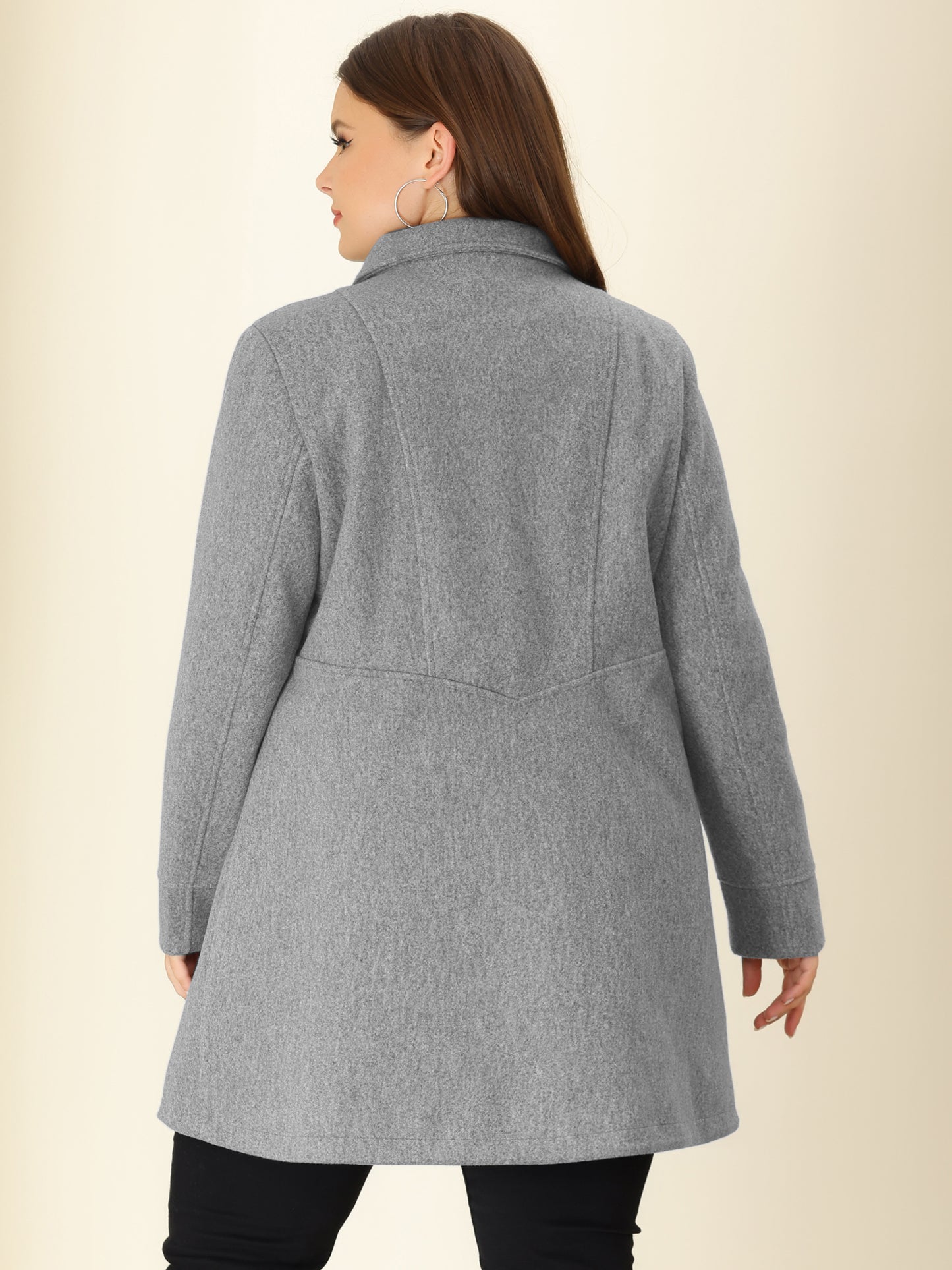 Women's Plus Size Coat A-Line Peter Pan Collar Double Breasted Fall Winter Peacoat