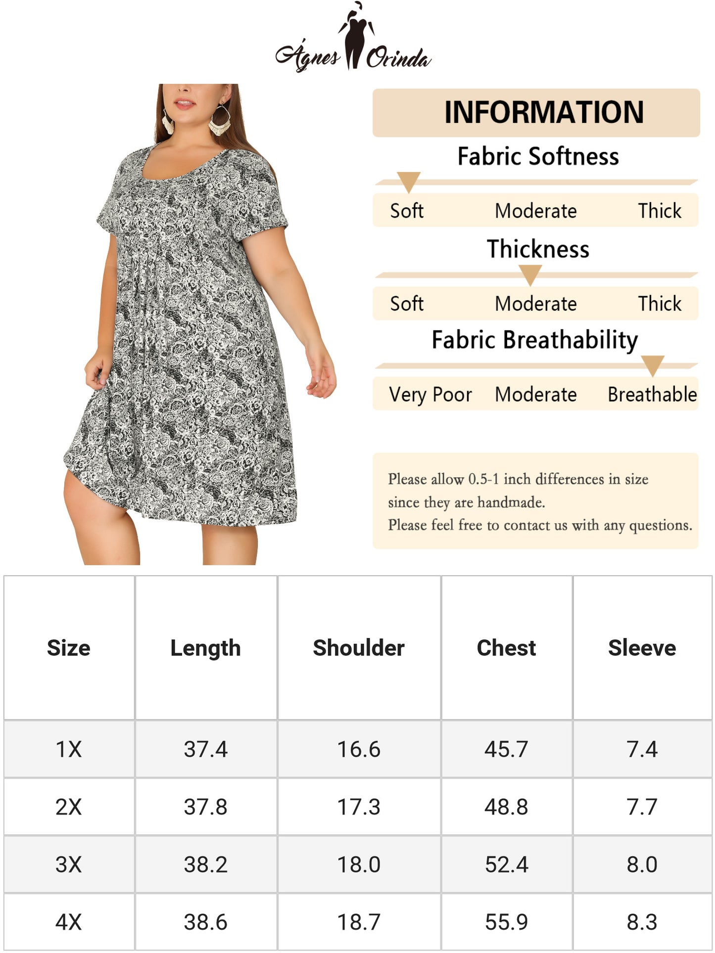 Women Plus Size Short Sleeves Pleated Summer Casual Loose Floral Dress