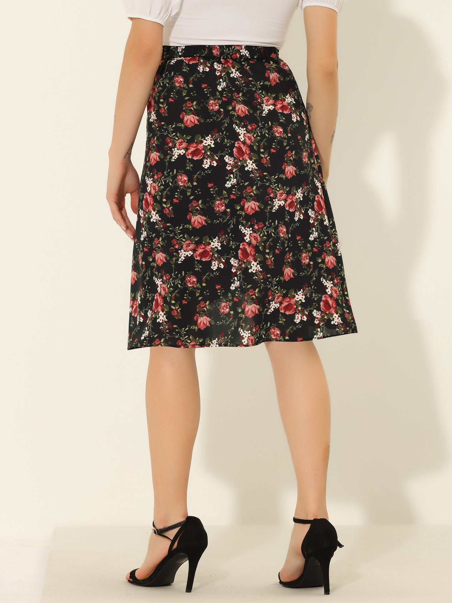Falda cruzada midi bohemia de verano con cintura alta y estampado floral para mujer