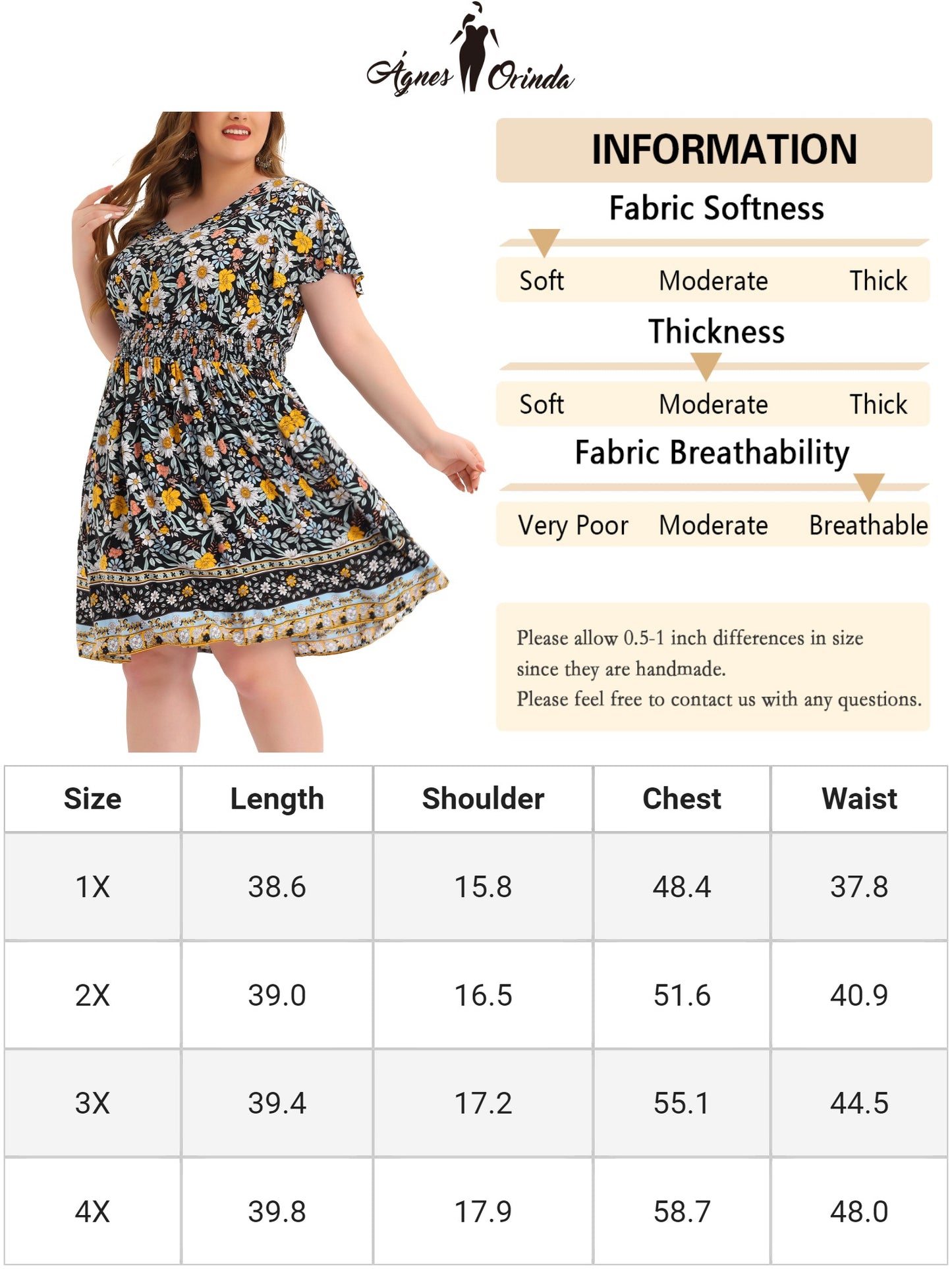 Women Plus Size Placed Pattern Bohemian Smock Waist V Neck Summer Midi Dress