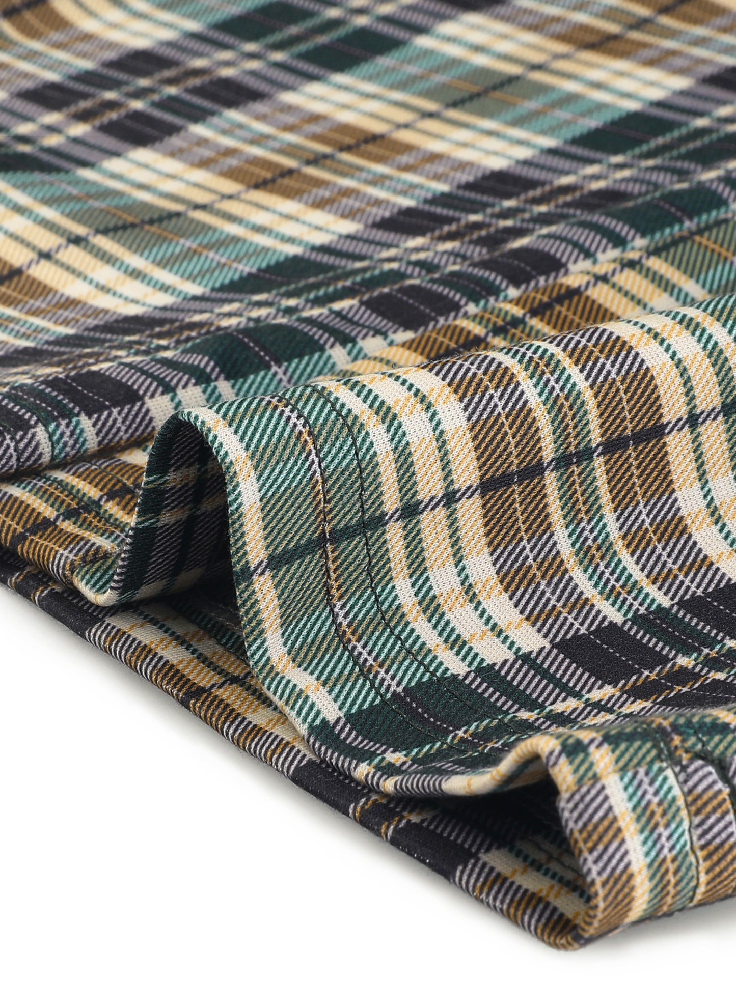 Women's Plaid Cropped Trousers Button Casual Tartan Check Work Pants