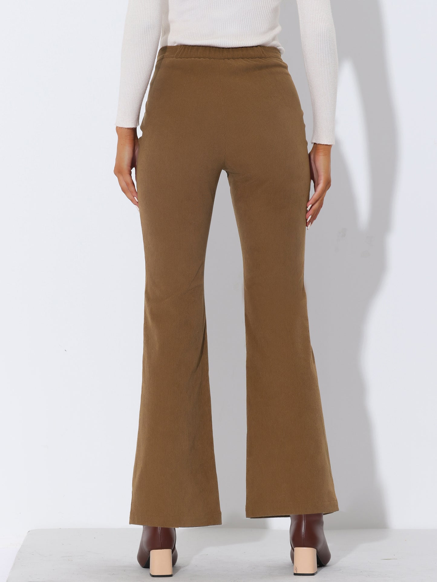 Women's High Waisted Bootcut Trousers Retro Bell Bottom Corduroy Pants