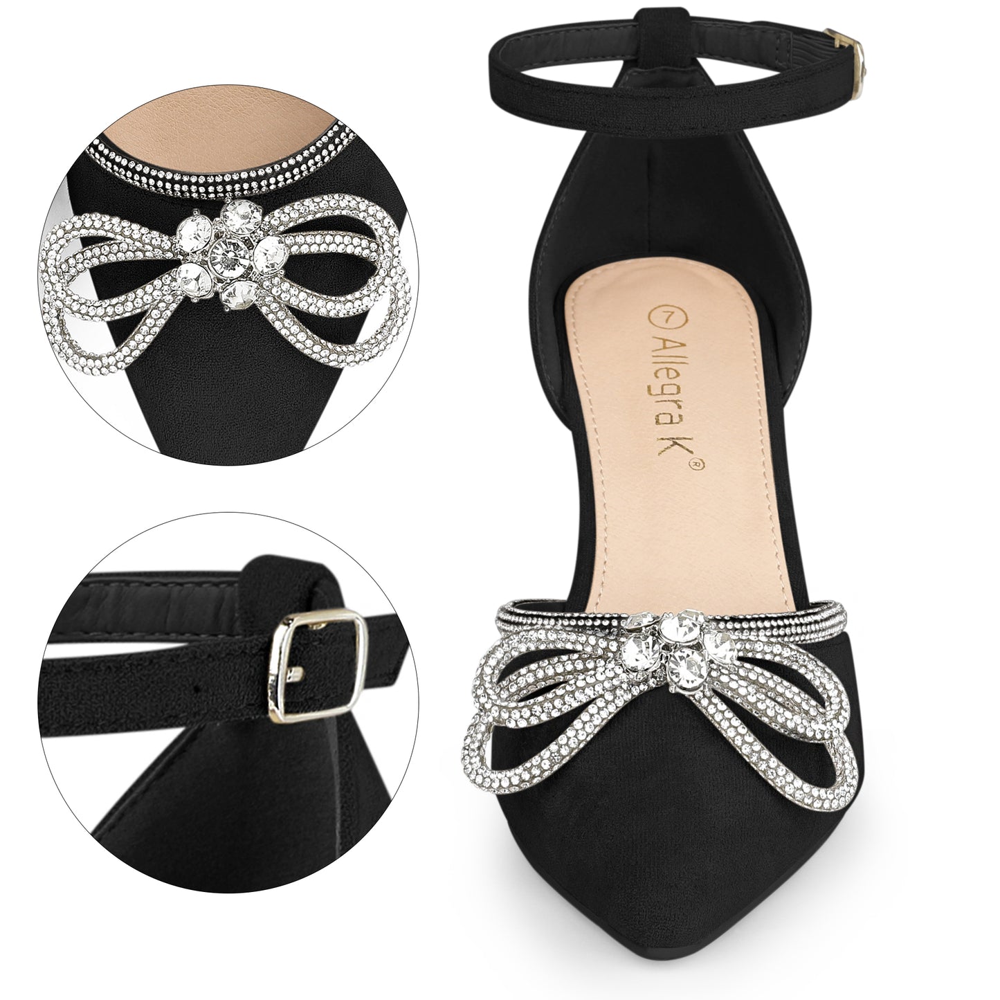 Sandalias de tacón de aguja con lazo y diamantes de imitación para mujer