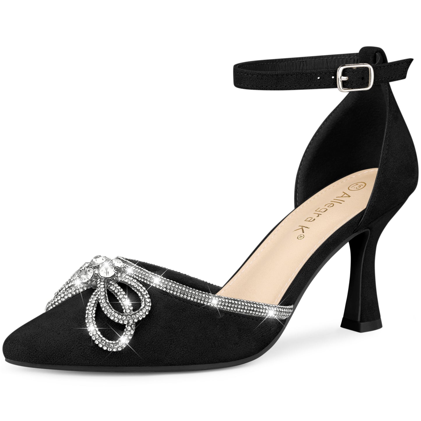 Sandalias de tacón de aguja con lazo y diamantes de imitación para mujer