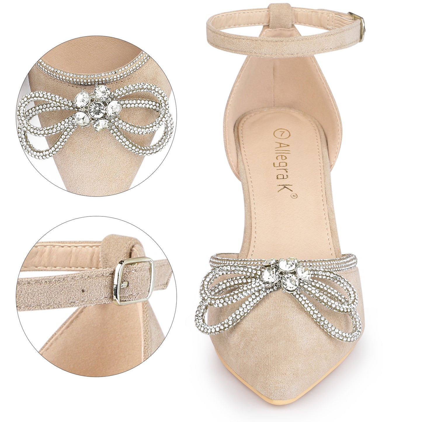 Sandalias de tacón de aguja con lazo y diamantes de imitación para mujer