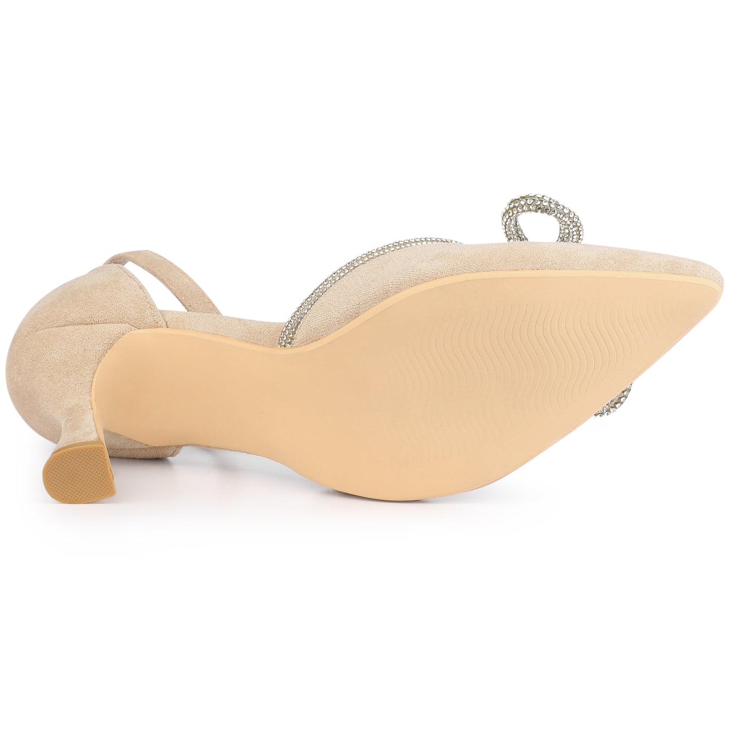 Sandalias de tacón de aguja con lazo y diamantes de imitación para mujer