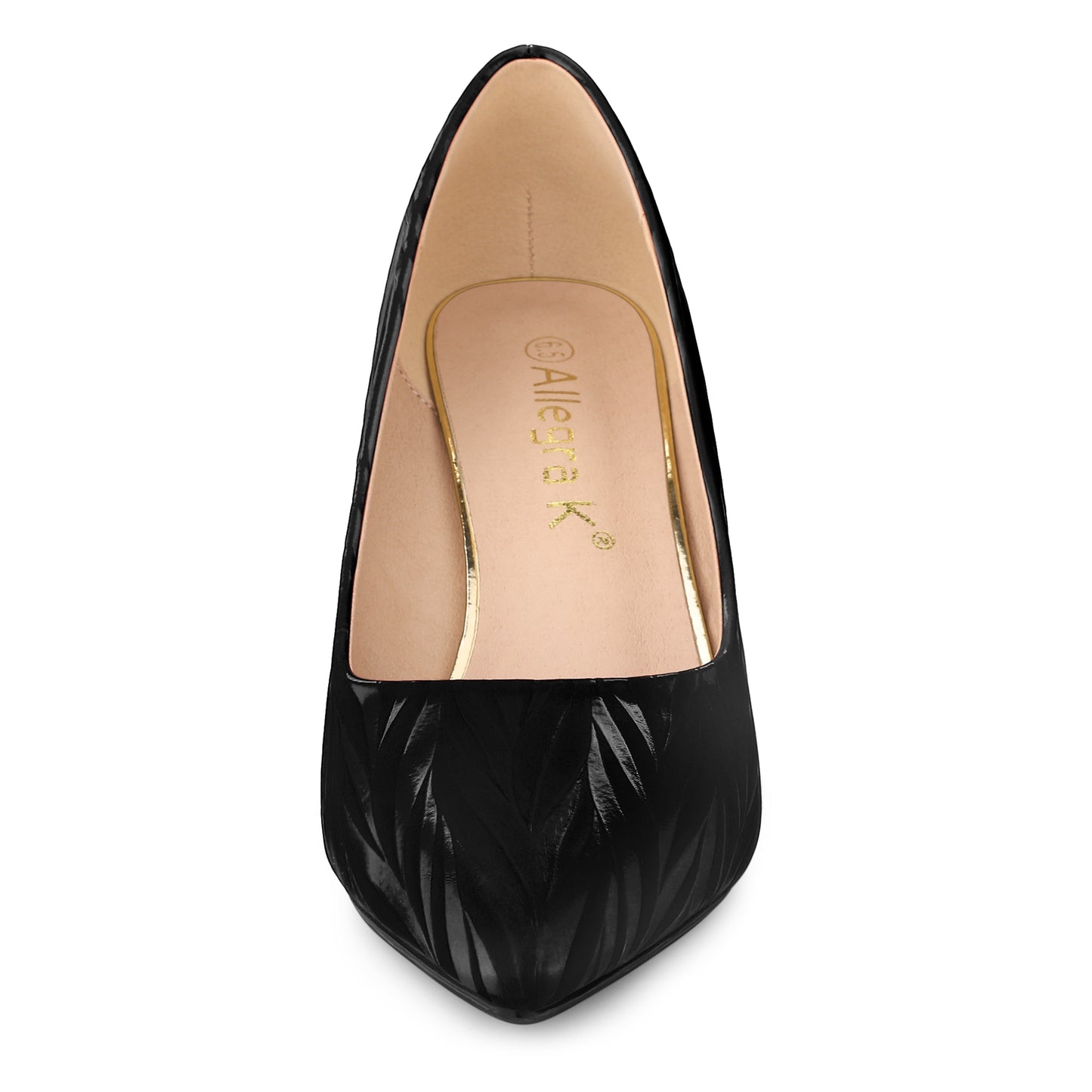 Zapatos de tacón bajo con punta puntiaguda y estampado de hojas para mujer