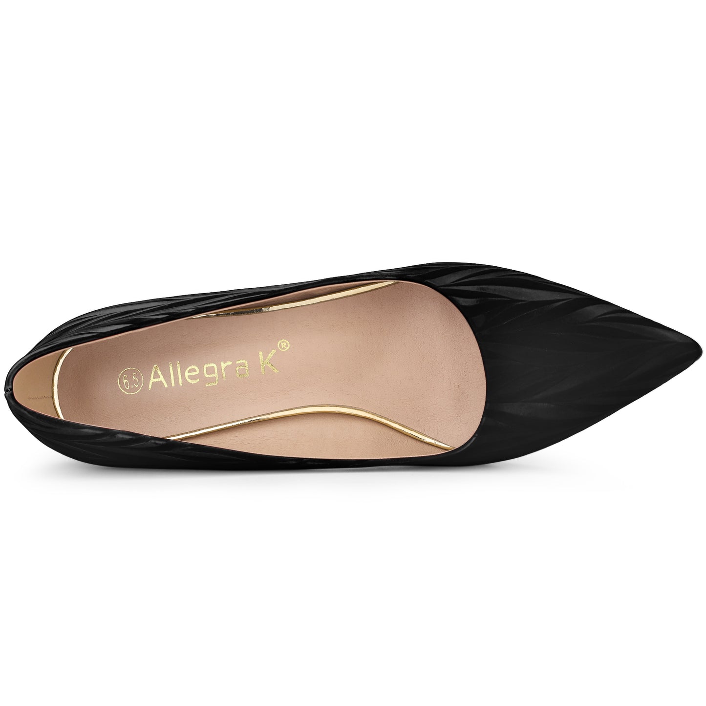 Zapatos de tacón bajo con punta puntiaguda y estampado de hojas para mujer
