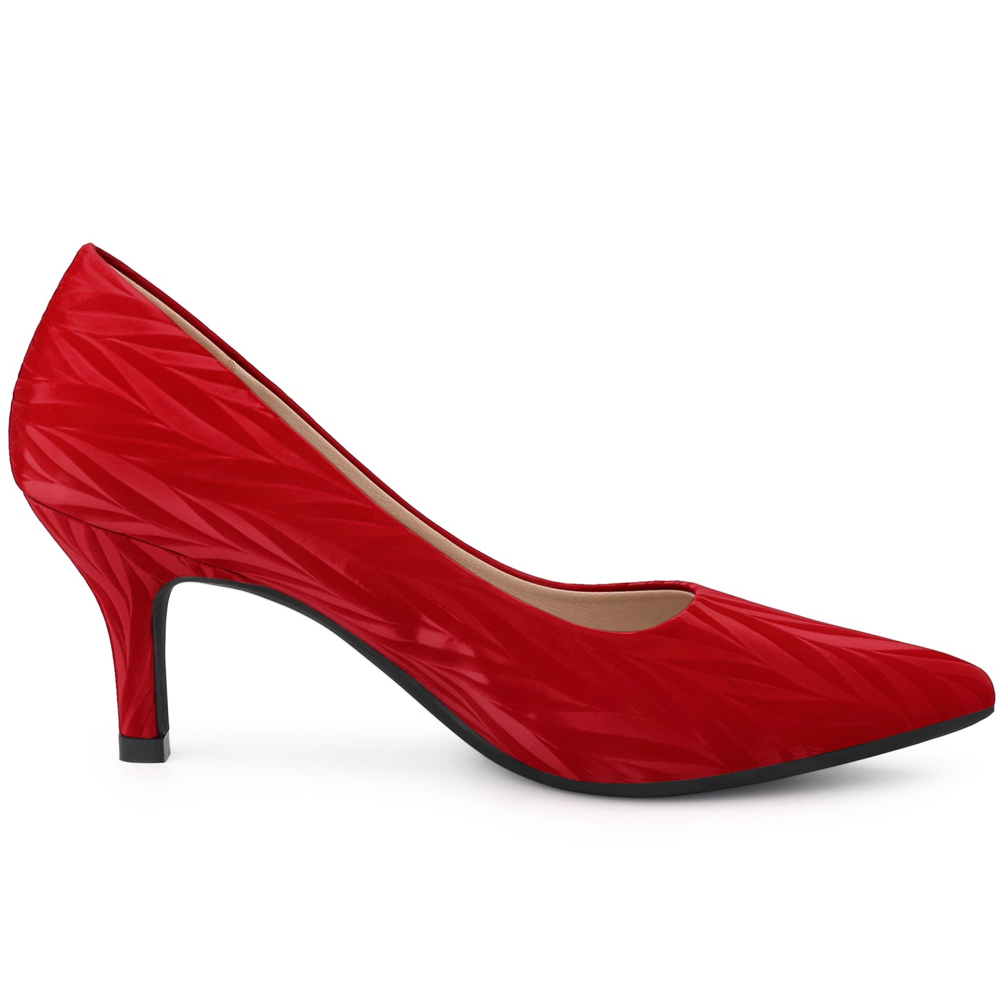 Zapatos de tacón bajo con punta puntiaguda y estampado de hojas para mujer